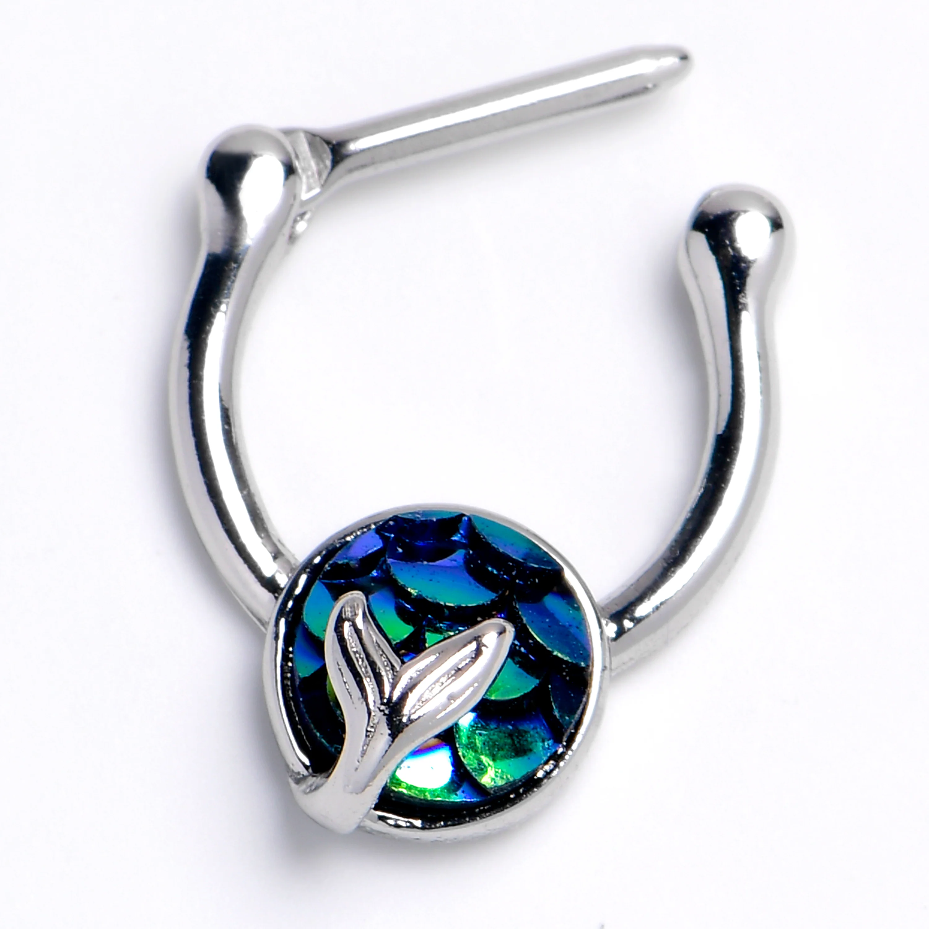 16G 3/8 Mermaid Dark Dark Blue Scale Tail Cartilage Clicker