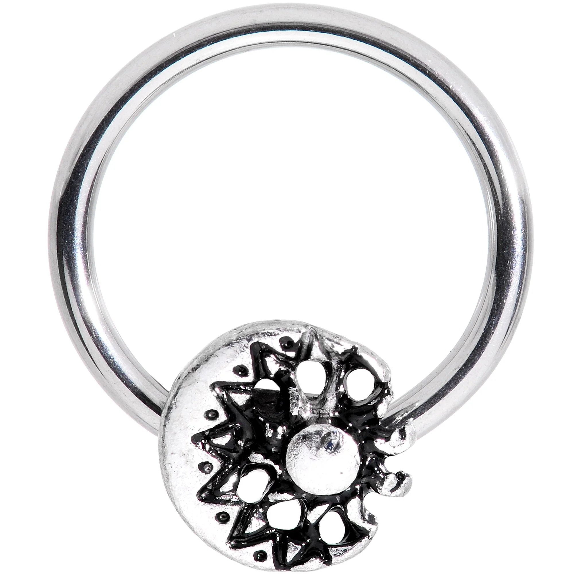 16G 3/8 Moon Cradling the Sun BCR Captive Ring - Image 2