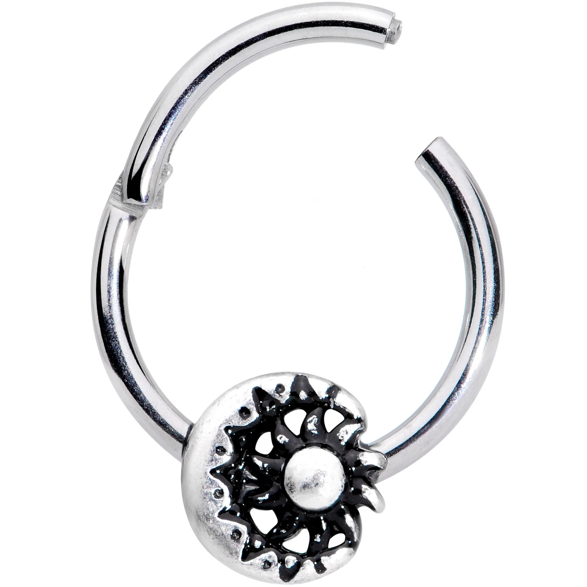 16G 3/8 Moon Cradling the Sun Hinged Segment Ring - Image 2