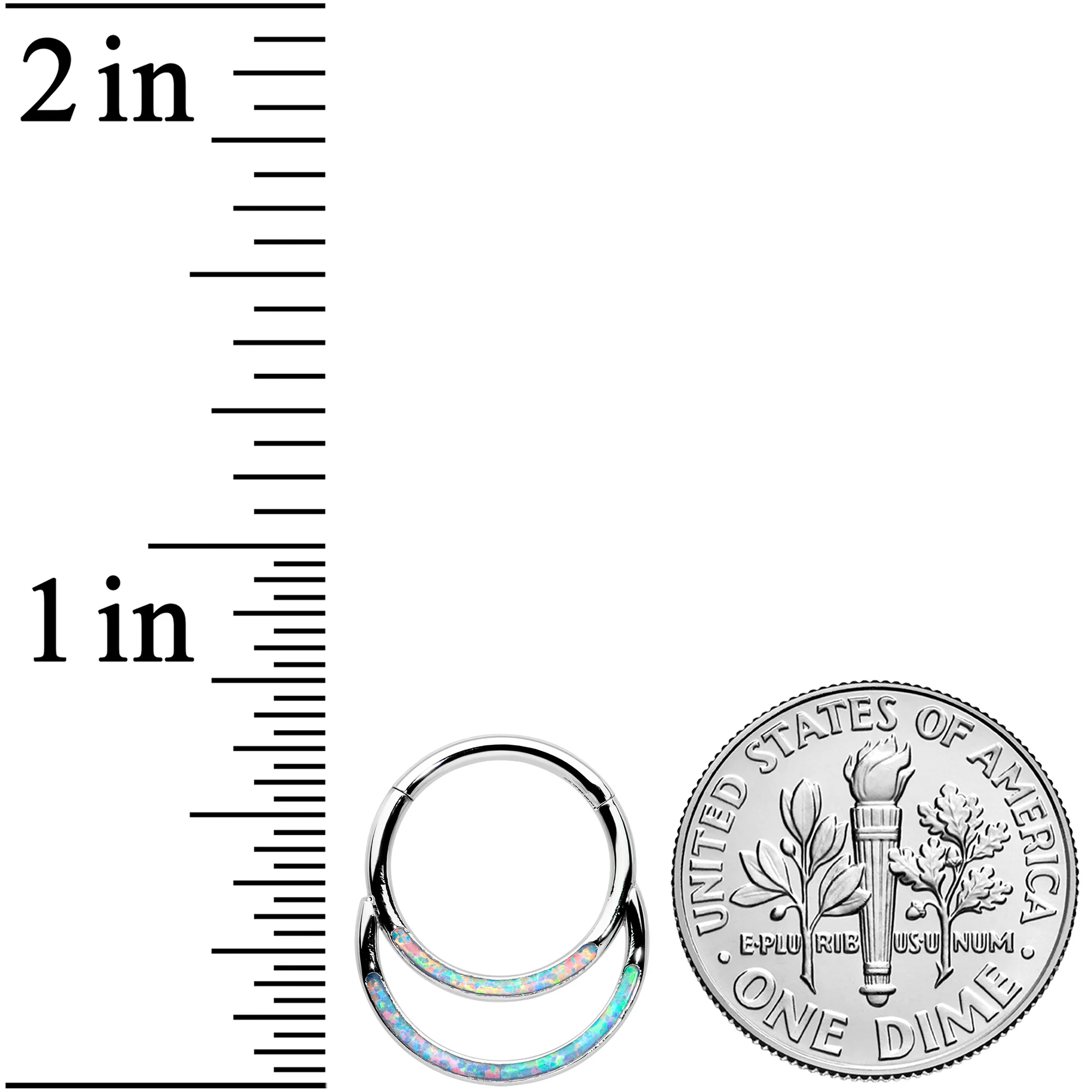 16G 3/8 Synthetic Opal Double Row Hinged Segment Ring - Image 3