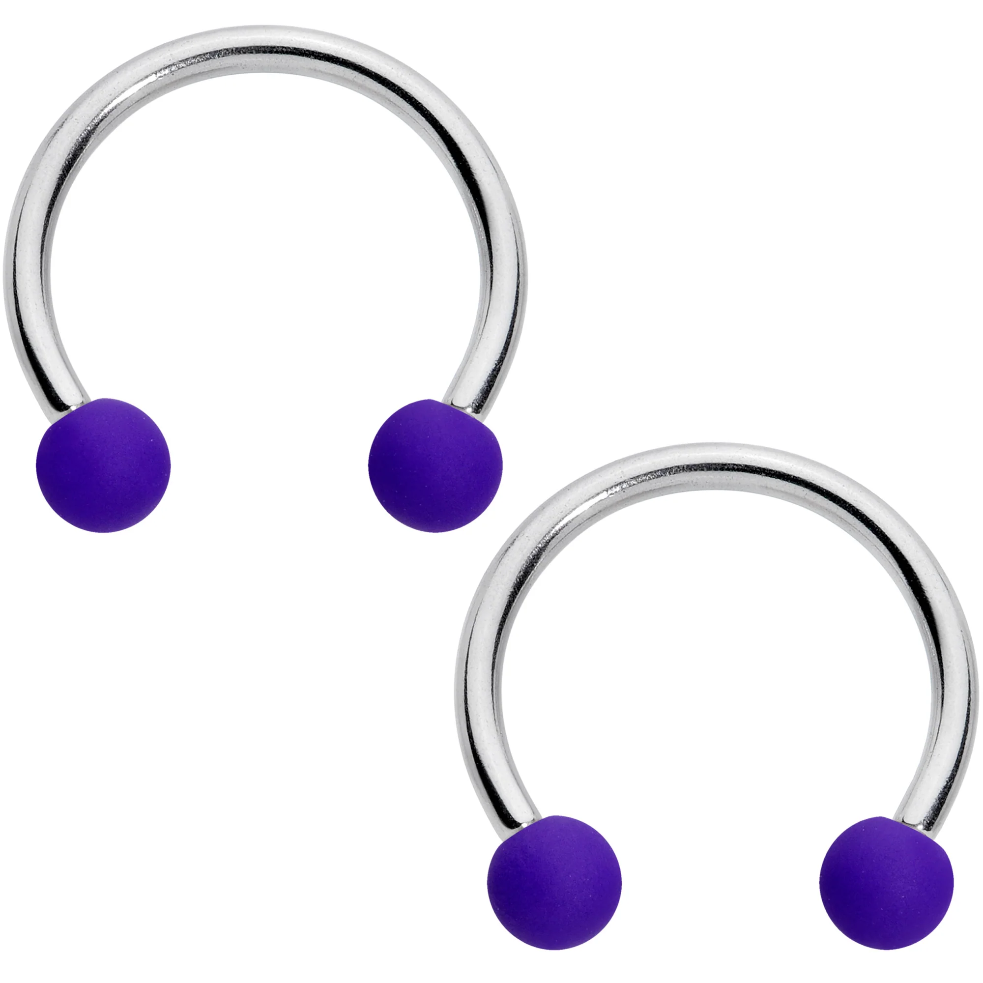 16G 3/8 Peach Purple Matte Horseshoe Circular Barbell Set of 4 - Image 2
