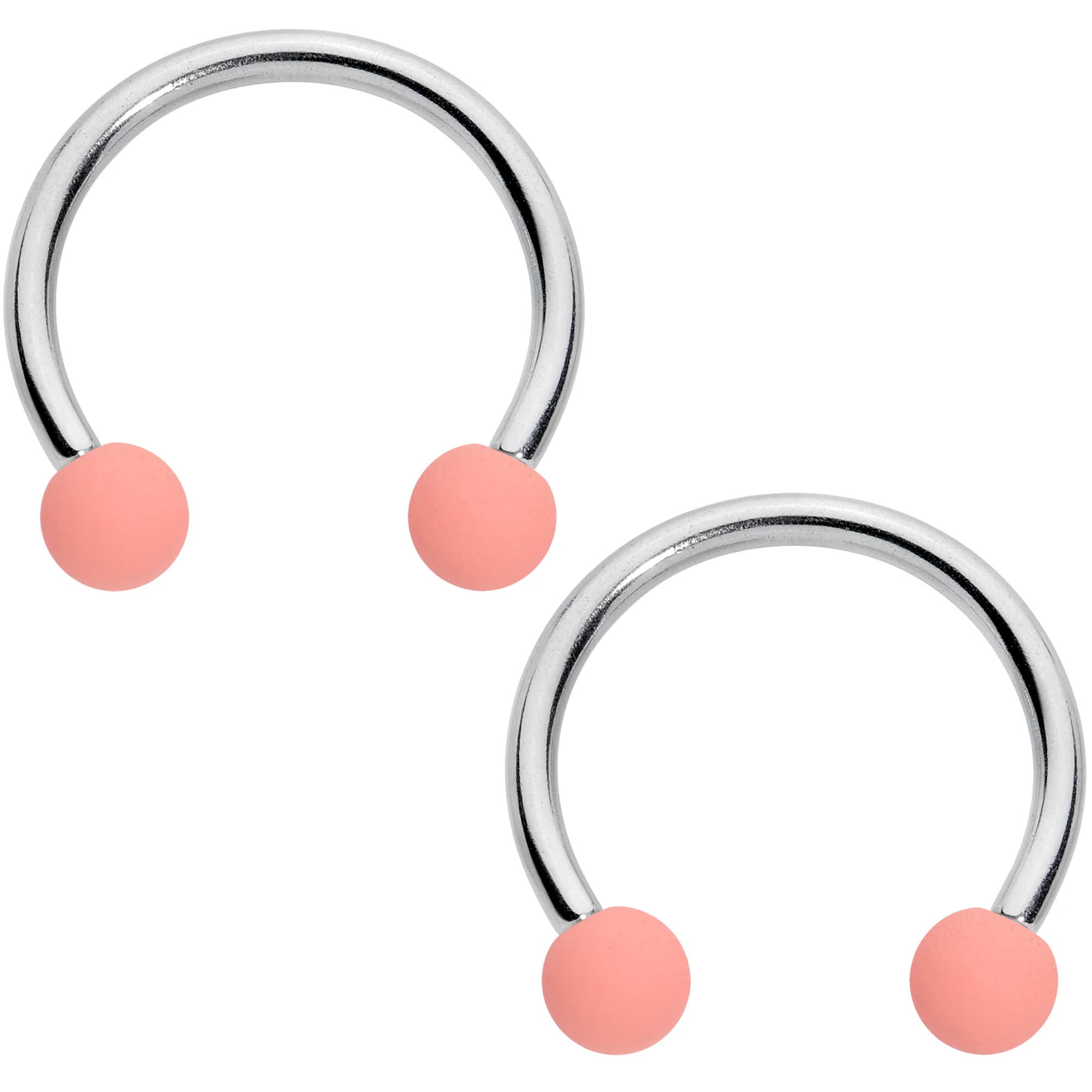 16G 3/8 Peach Purple Matte Horseshoe Circular Barbell Set of 4 - Image 3
