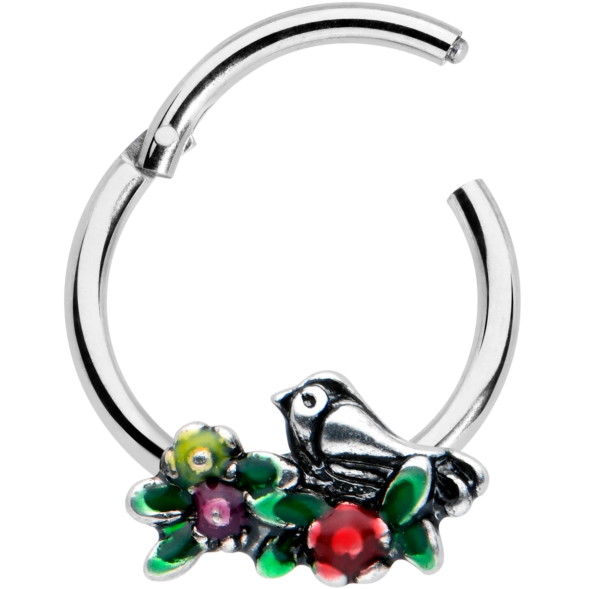 16G 3/8 Perching Bird Cartilage Hinged Segment Ring - Image 2
