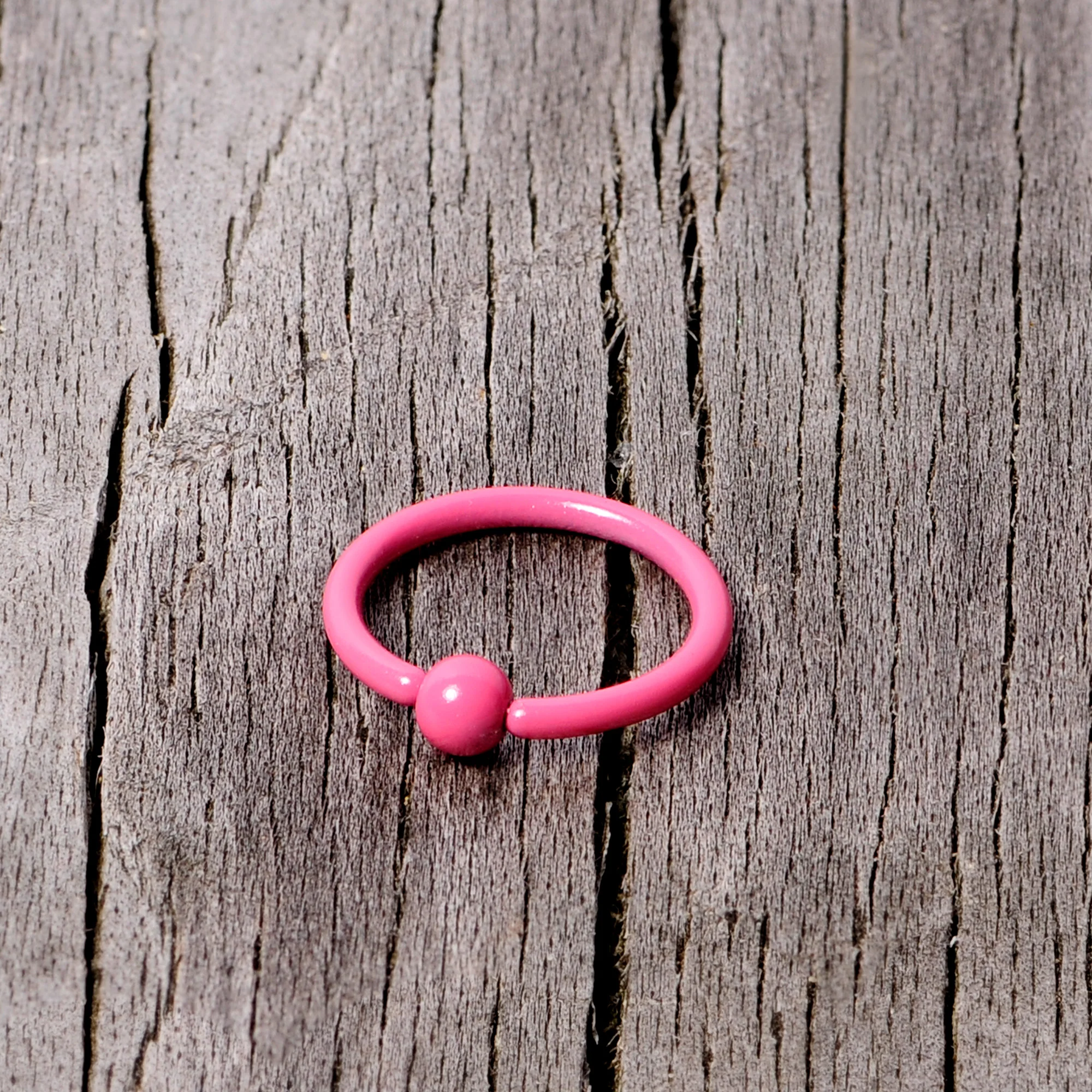 16G 3/8 Pink Glow in the Dark BCR Captive Ring Set of 2 - Image 5