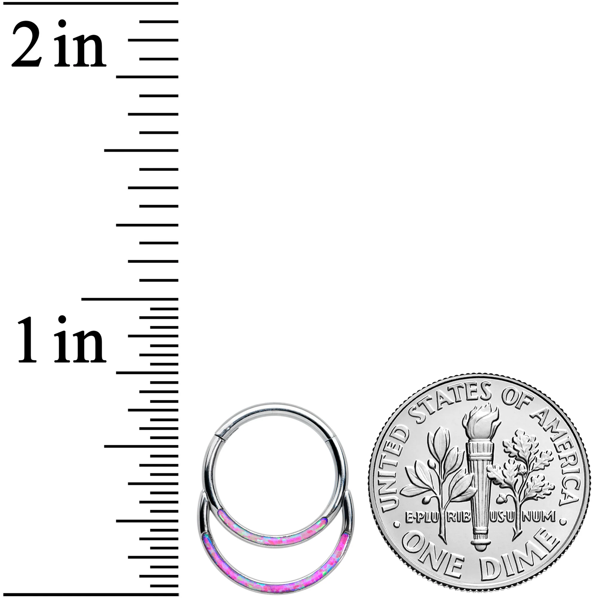 16G 3/8 Purple Synthetic Opal Double Row Hinged Segment Ring - Image 3