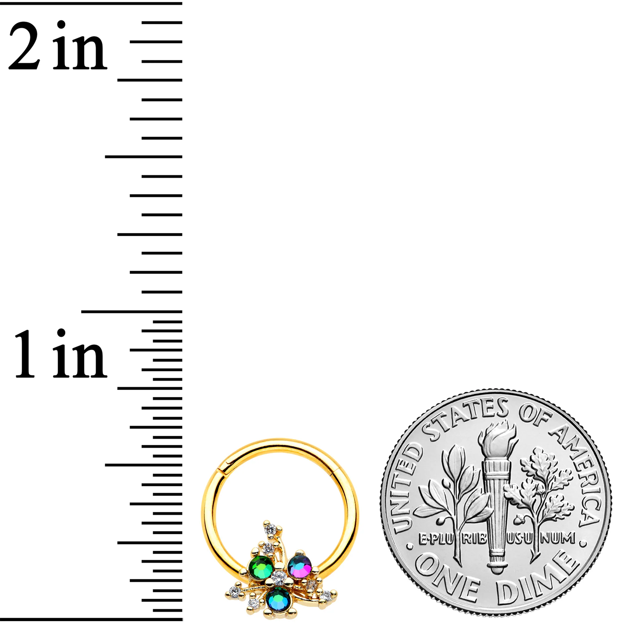 16G 3/8 Purple Tourmaline Gold Tone Spray Hinged Segment Ring - Image 3