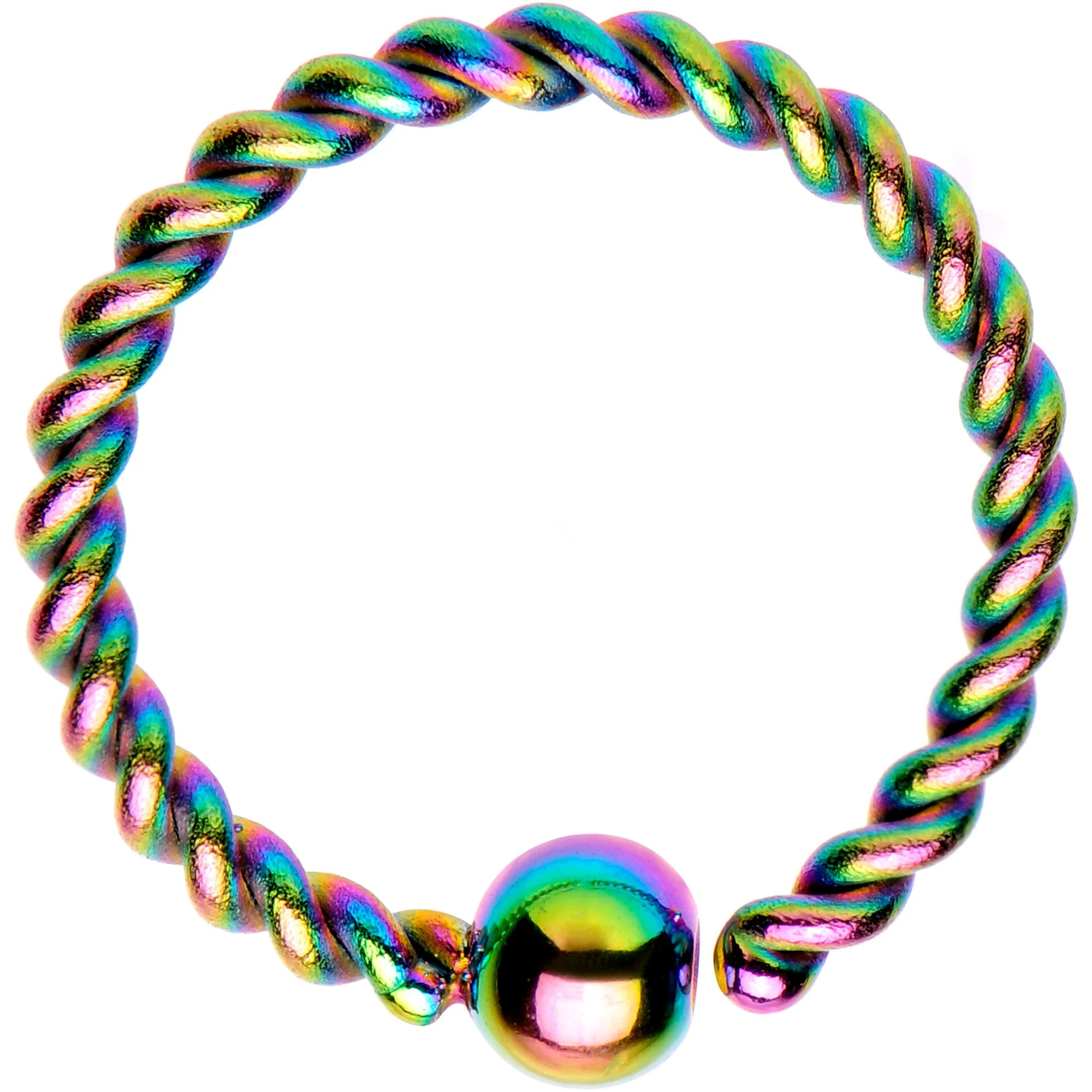 16G 3/8" Rainbow IP So Twisted Captive Style Seamless Ring - Image 2