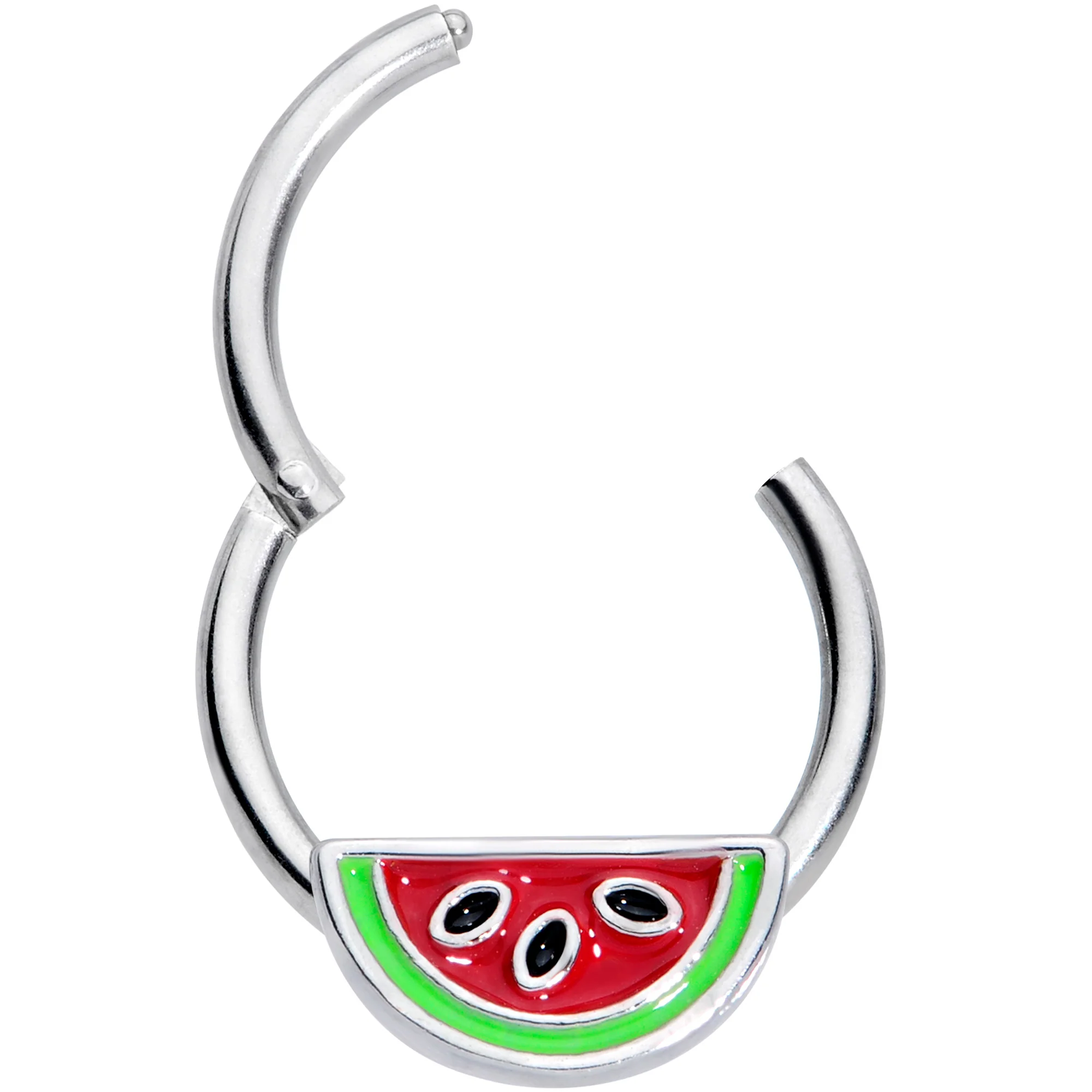 16G 3/8  Red Green Juicy Watermelon Fruit Hinged Segment Ring - Image 2
