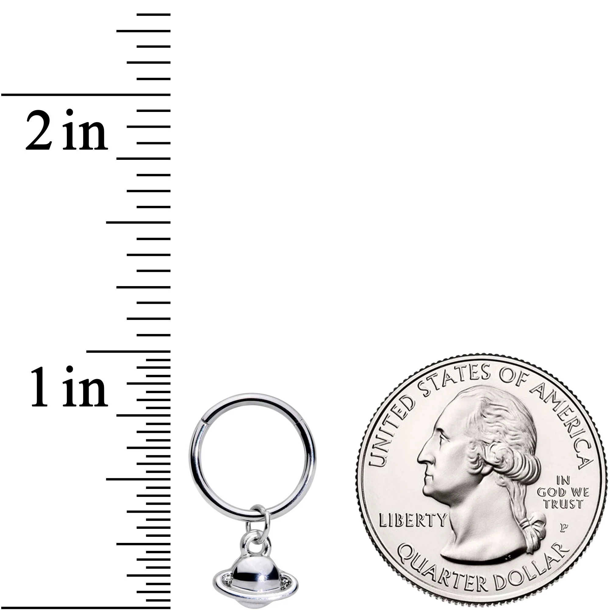 16G 3/8 Ringed Planet Saturn Dangle Hinged Segment Ring - Image 3