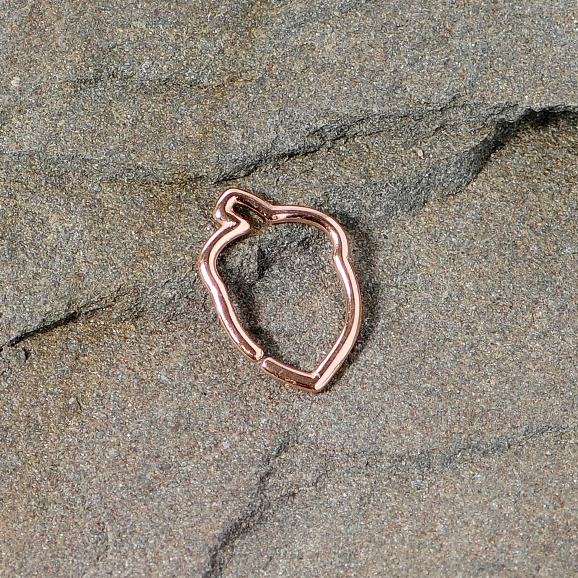 16G 3/8 Rose Gold Tone Autumn Acorn Closure Ring - Image 3