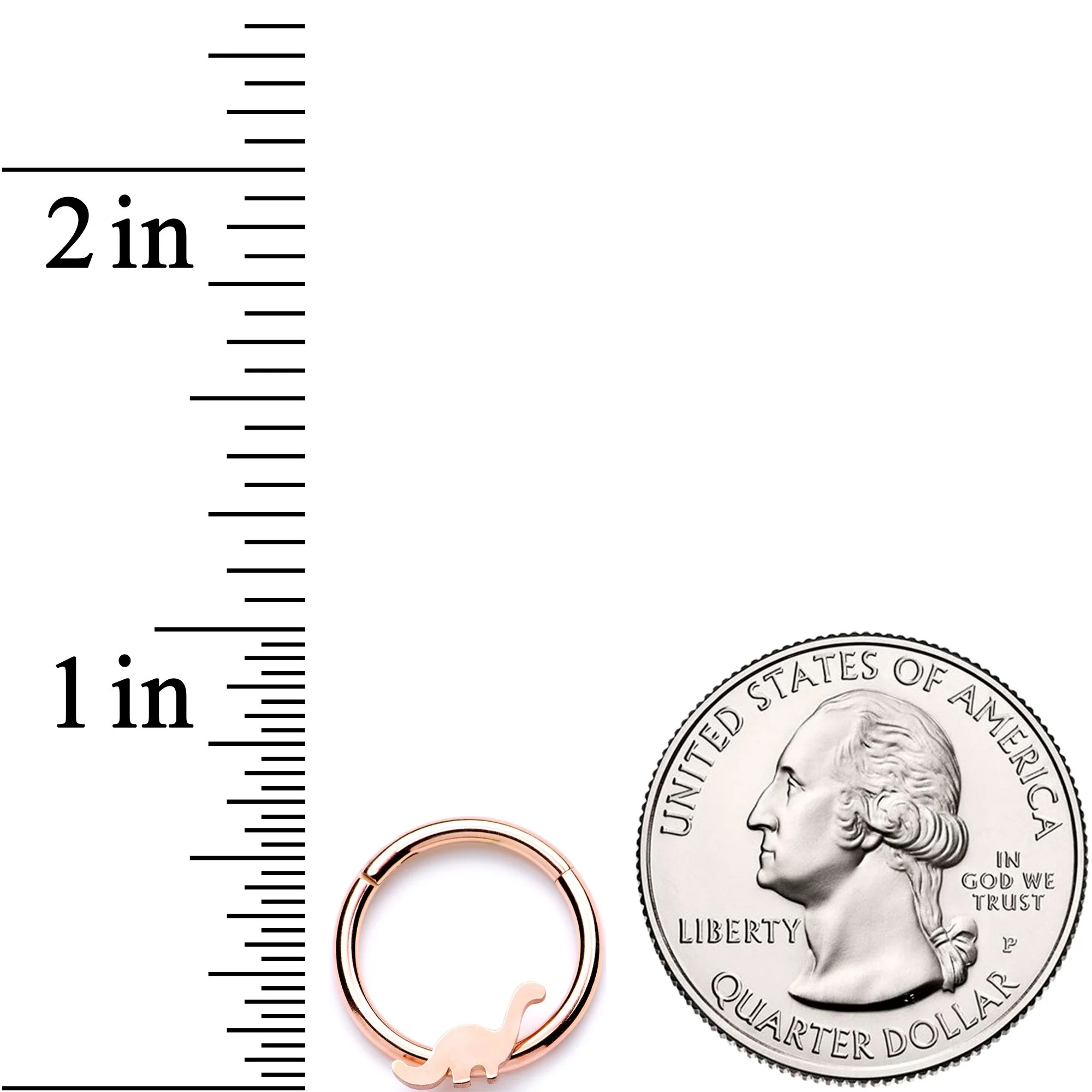 16G 3/8 Rose Gold Tone Tiny Dinosaur Hinged Segment Ring - Image 3