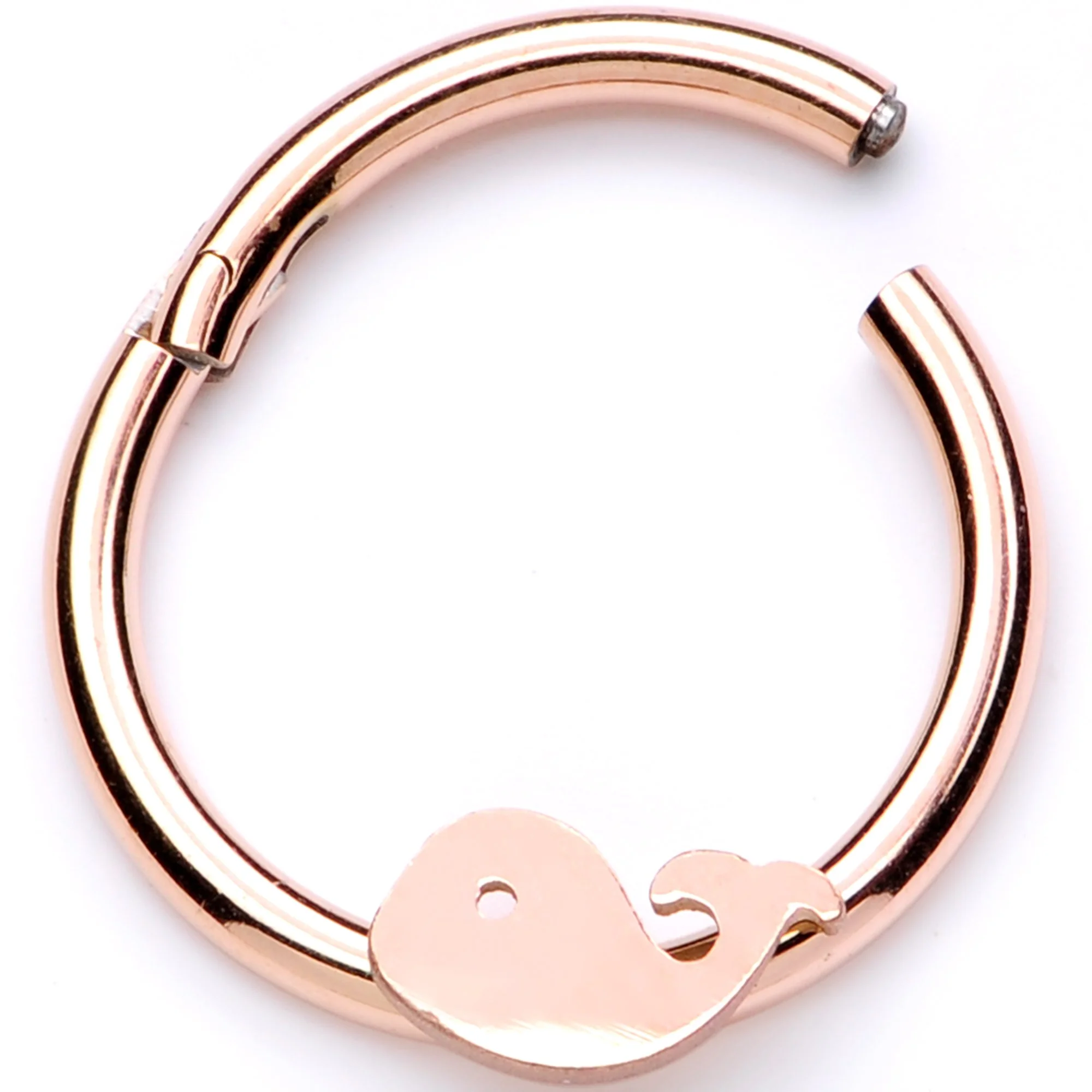 16G 3/8 Rose Gold Whale of a Hinged Segment Ring - Image 2
