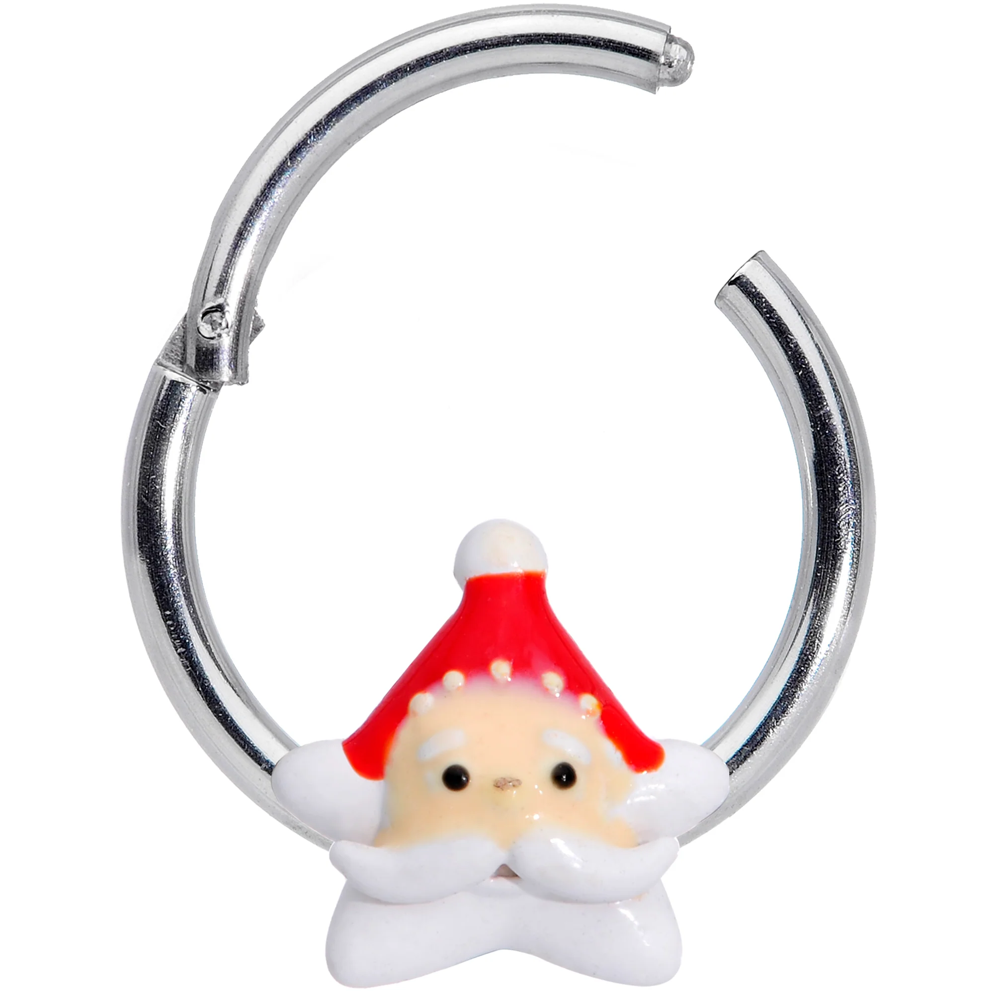16G 3/8 Santas Beard Christmas Hinged Segment Ring - Image 2