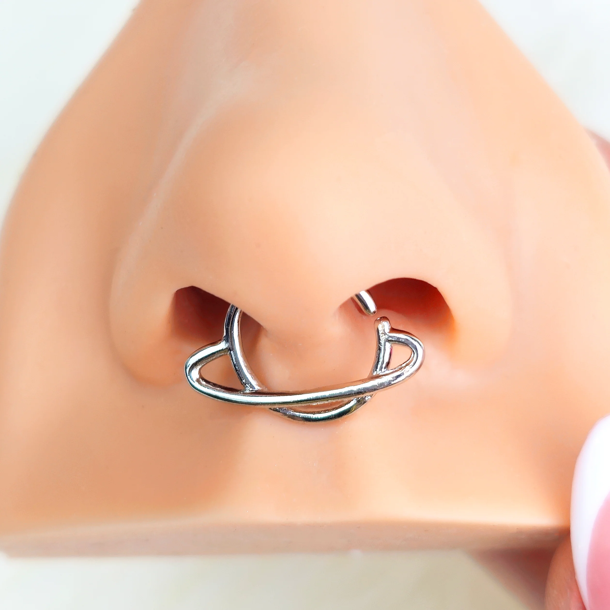 16G 3/8 Saturn Planet Septum Ring - Image 2