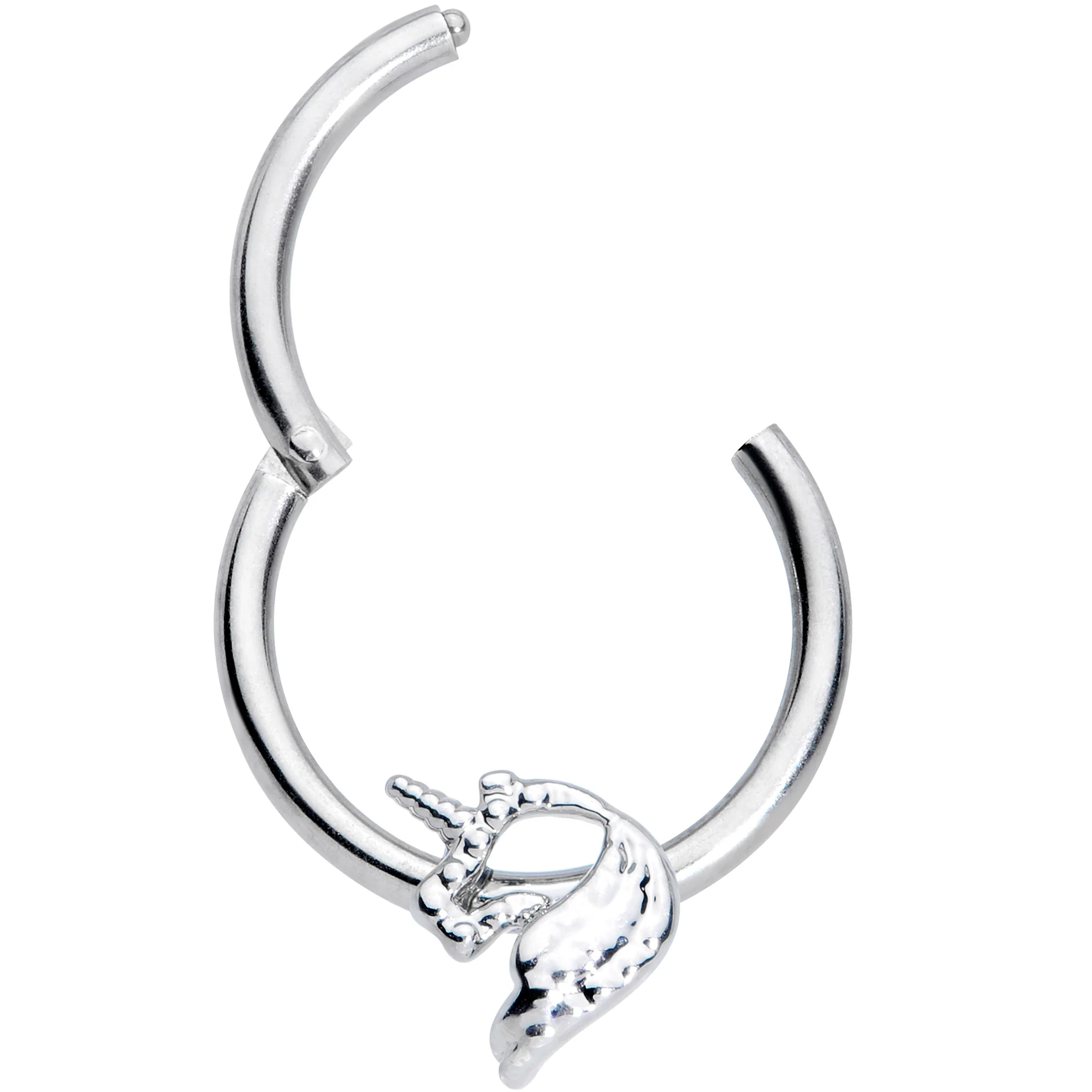 16G 3/8 Silhouette Unicorn Hinged Segment Ring - Image 2
