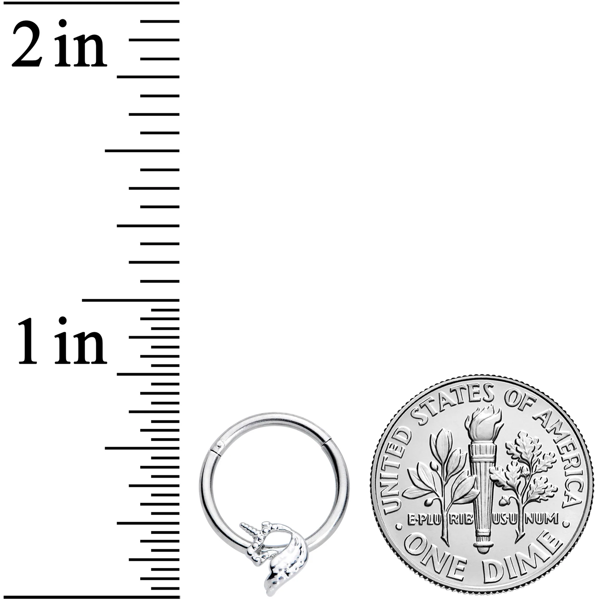 16G 3/8 Silhouette Unicorn Hinged Segment Ring - Image 3