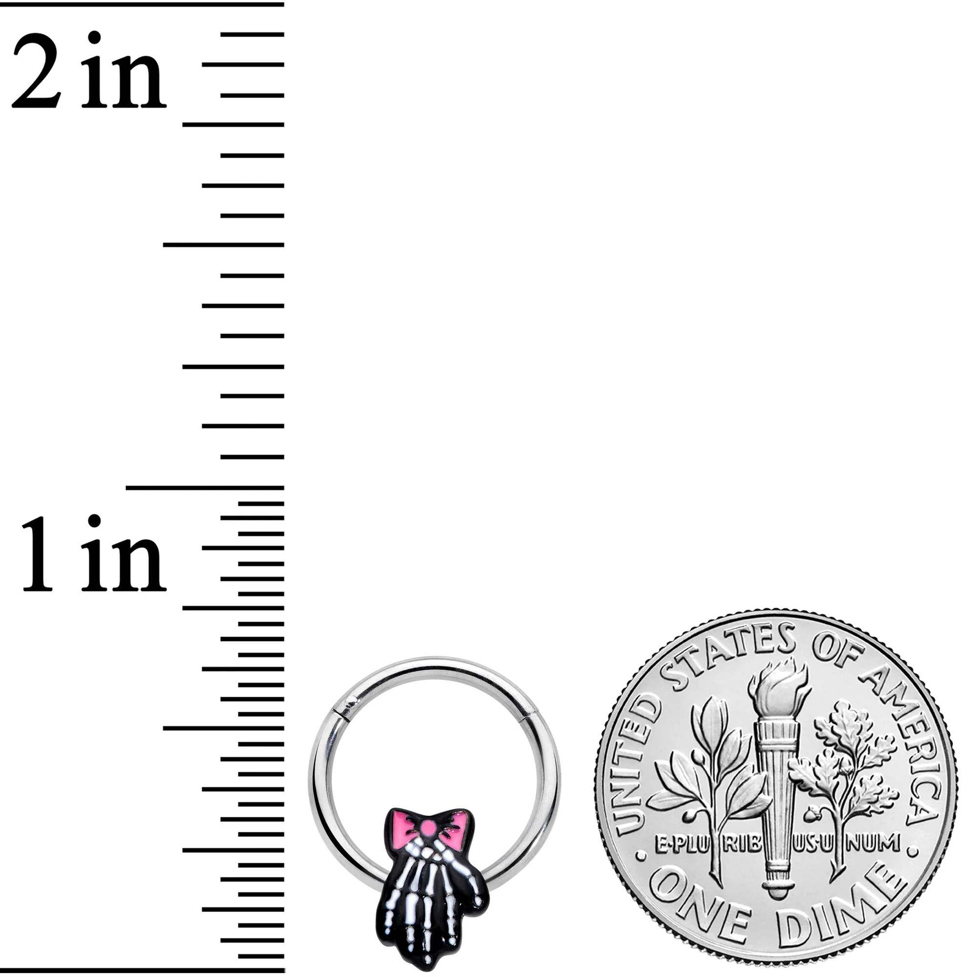 16G 3/8 Skeleton Hand Bow Halloween Hinged Segment Ring - Image 3