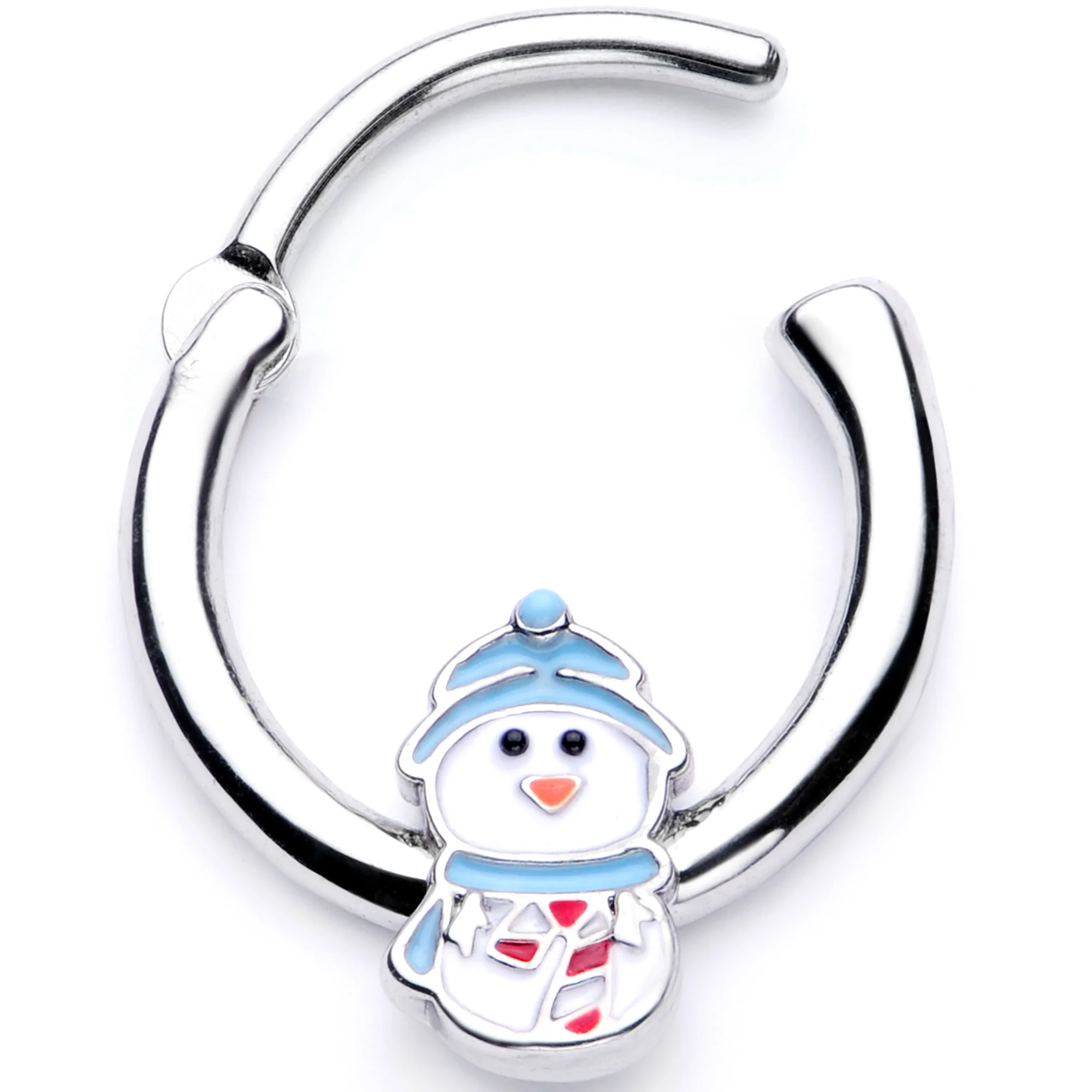 16G 3/8 Snowman Winter Holiday Christmas Septum Clicker - Image 3