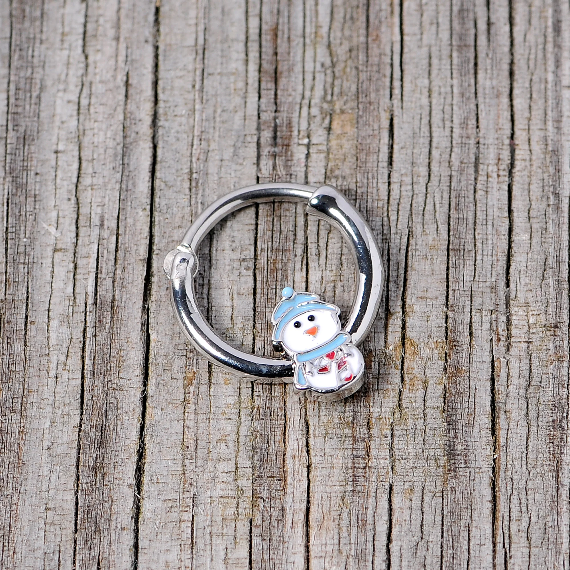 16G 3/8 Snowman Winter Holiday Christmas Septum Clicker - Image 5