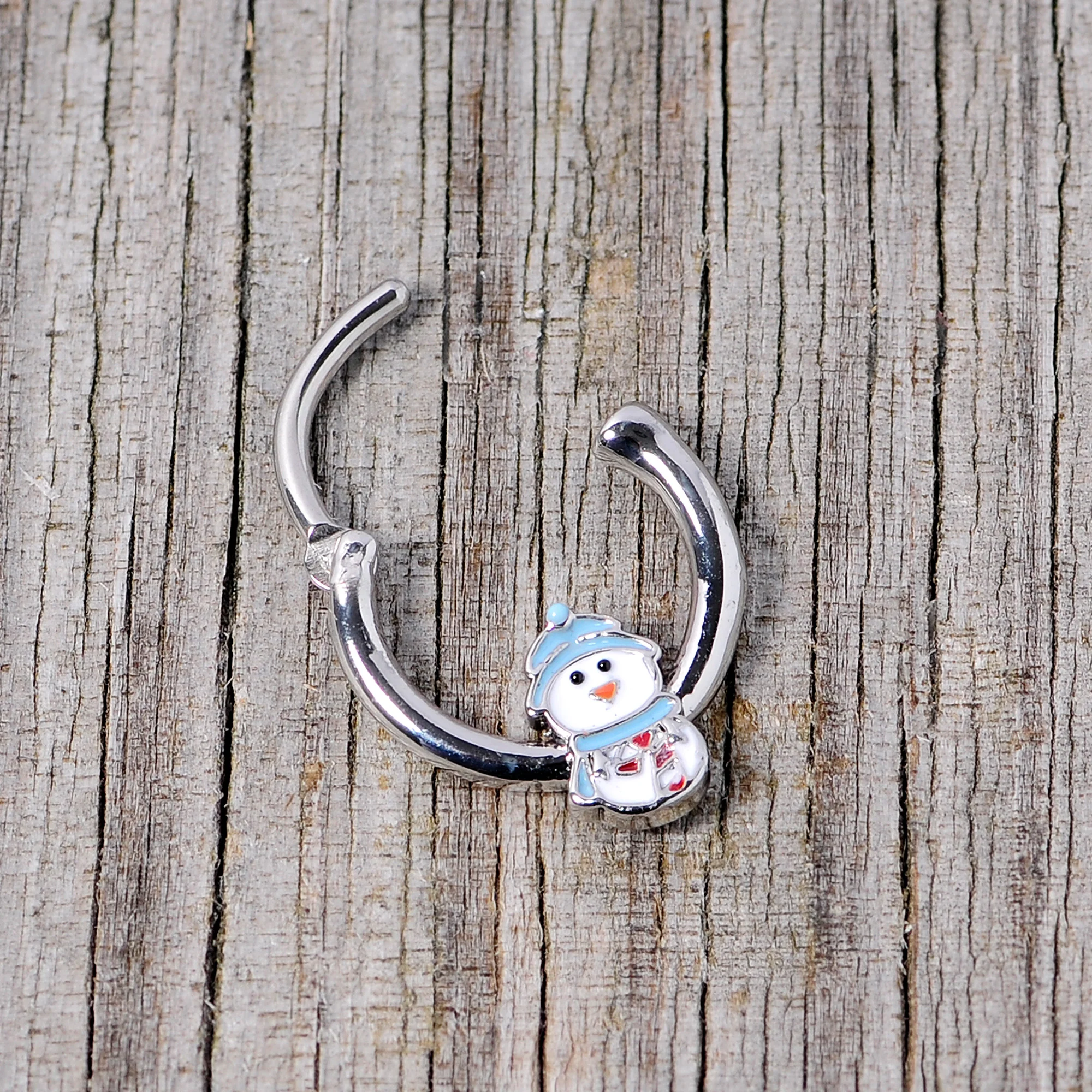 16G 3/8 Snowman Winter Holiday Christmas Septum Clicker - Image 6