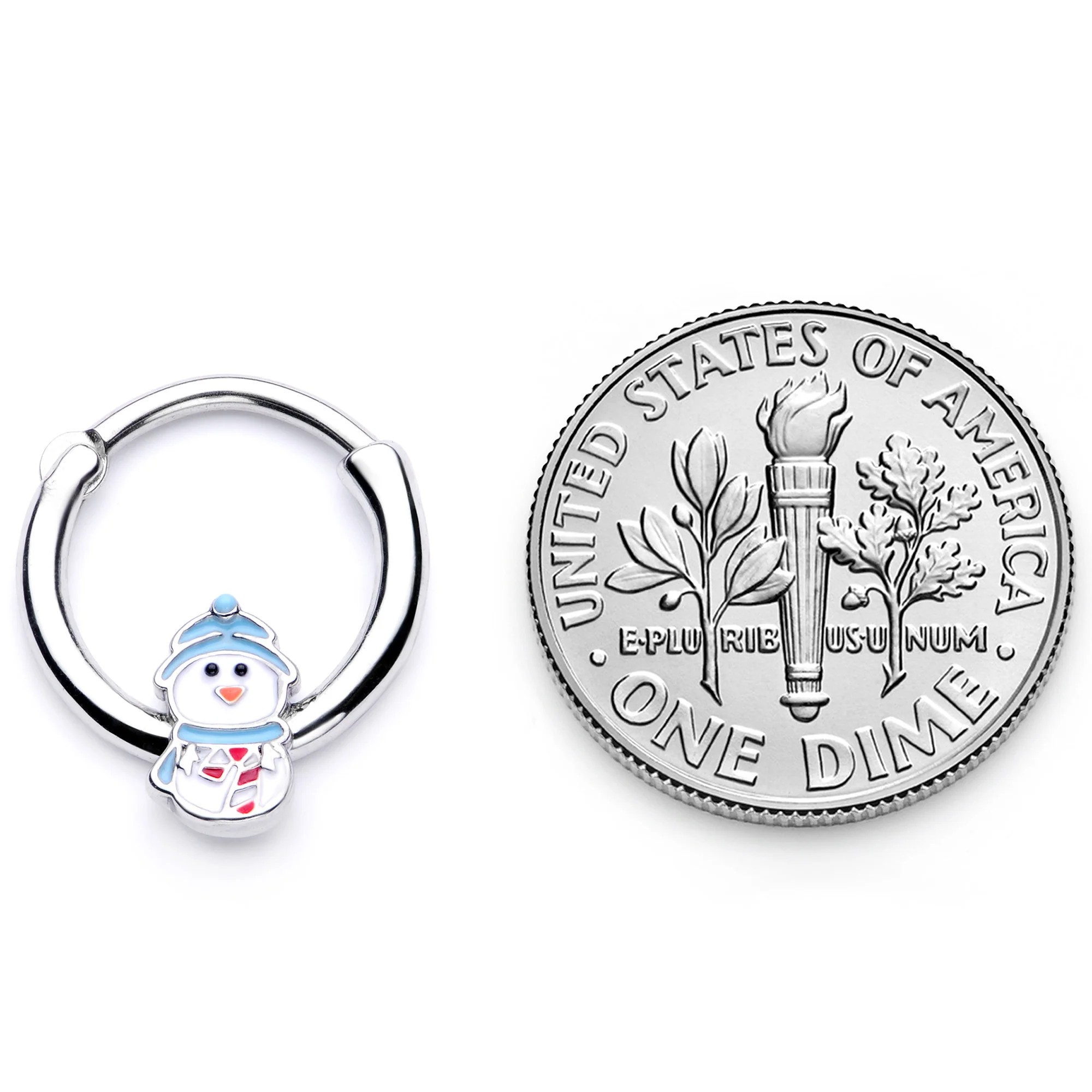 16G 3/8 Snowman Winter Holiday Christmas Septum Clicker - Image 7