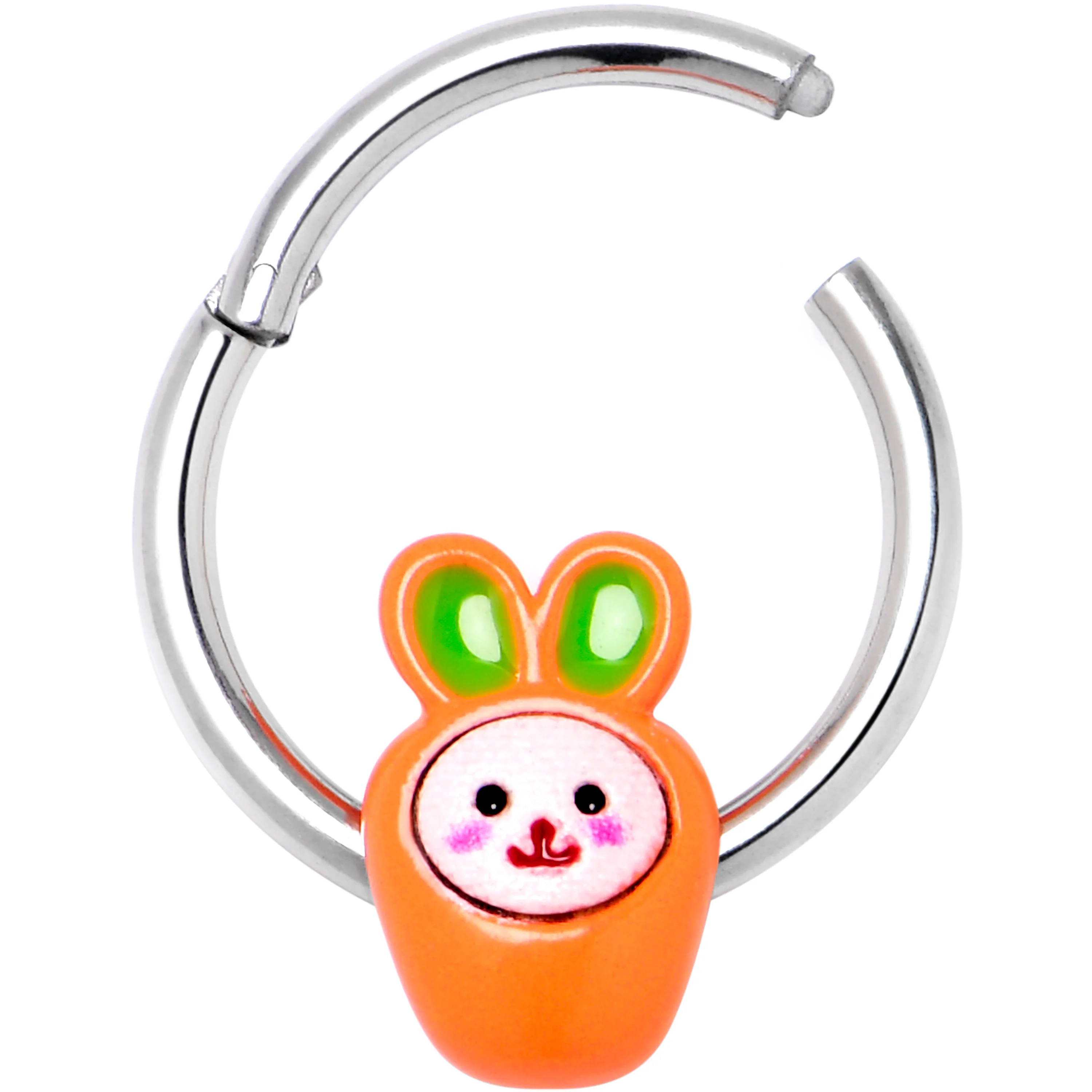 16G 3/8 Surprise Carrot Easter Bunny Hinged Segment Ring - Image 2