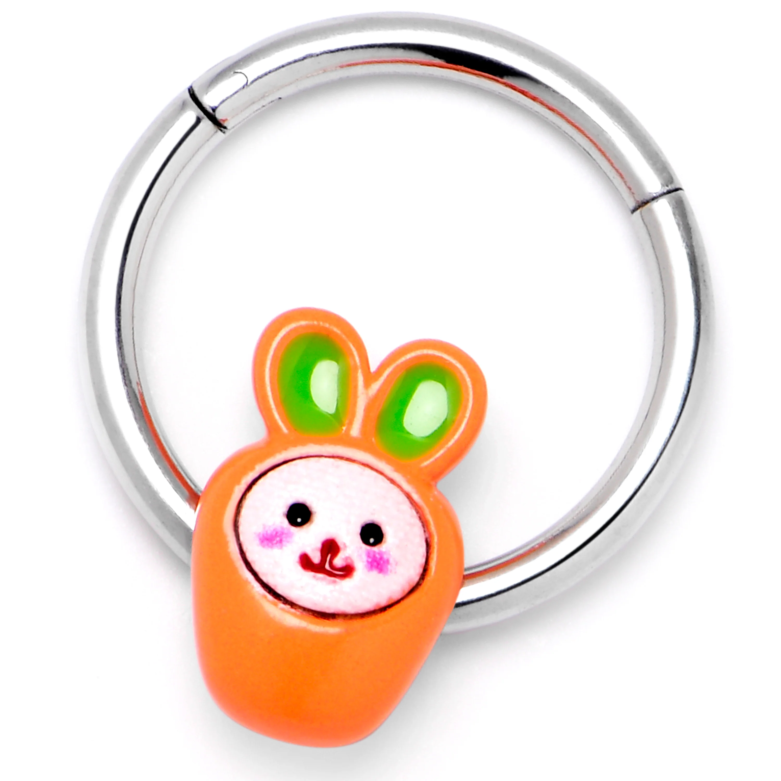 16G 3/8 Surprise Carrot Easter Bunny Hinged Segment Ring - Image 4