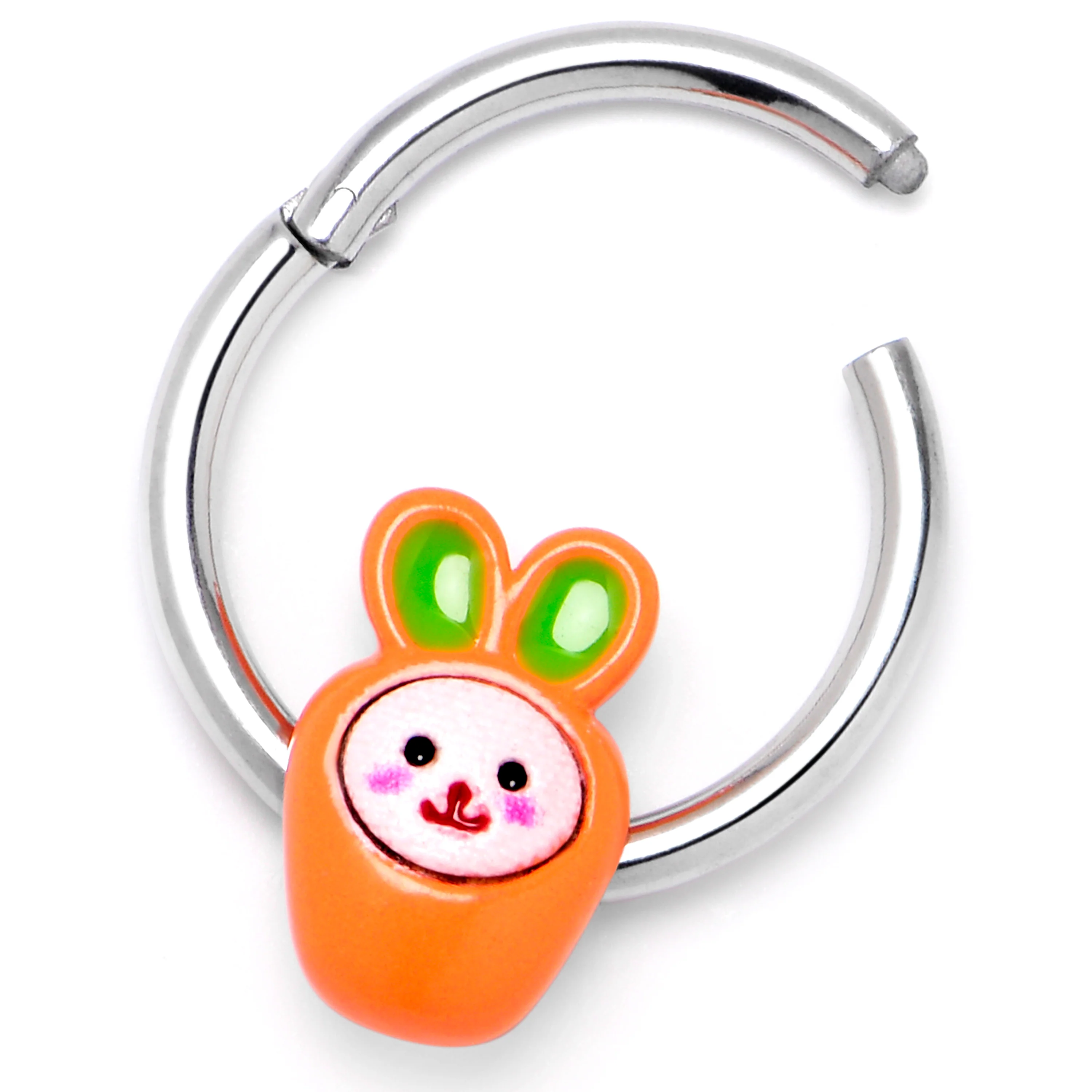16G 3/8 Surprise Carrot Easter Bunny Hinged Segment Ring - Image 5