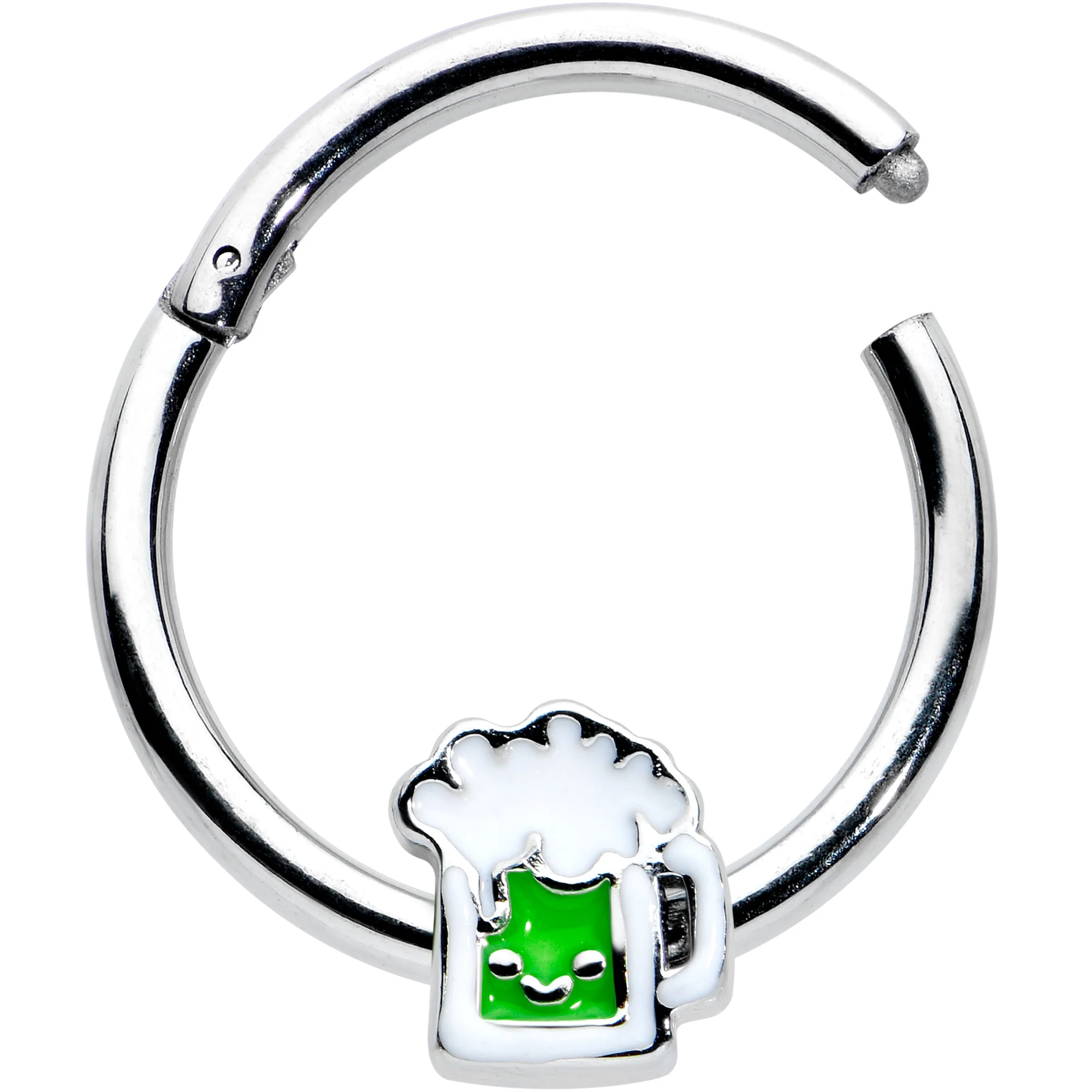16G 3/8 Sweet Happy Green Beer St Patricks Hinged Segment Ring - Image 2
