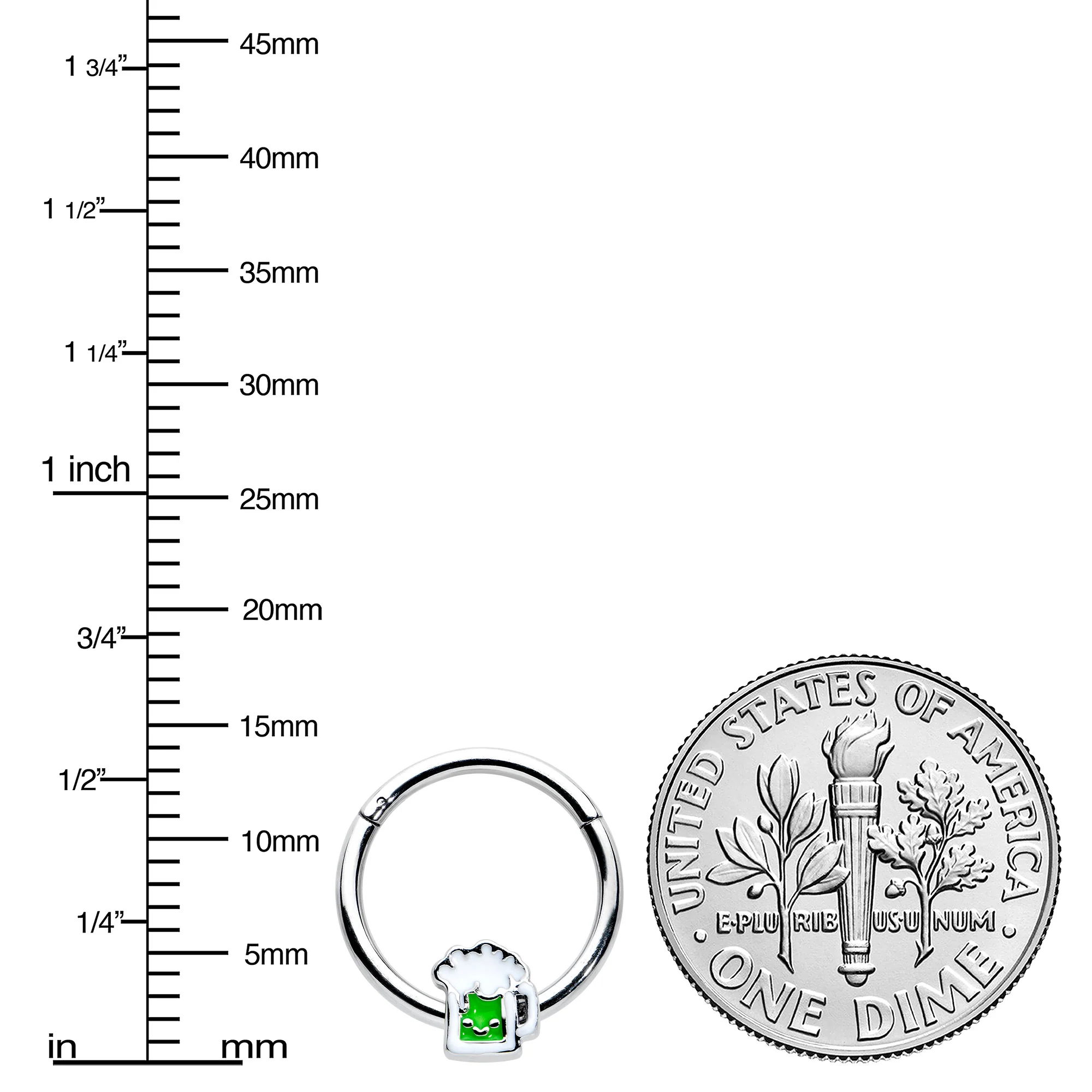 16G 3/8 Sweet Happy Green Beer St Patricks Hinged Segment Ring - Image 3
