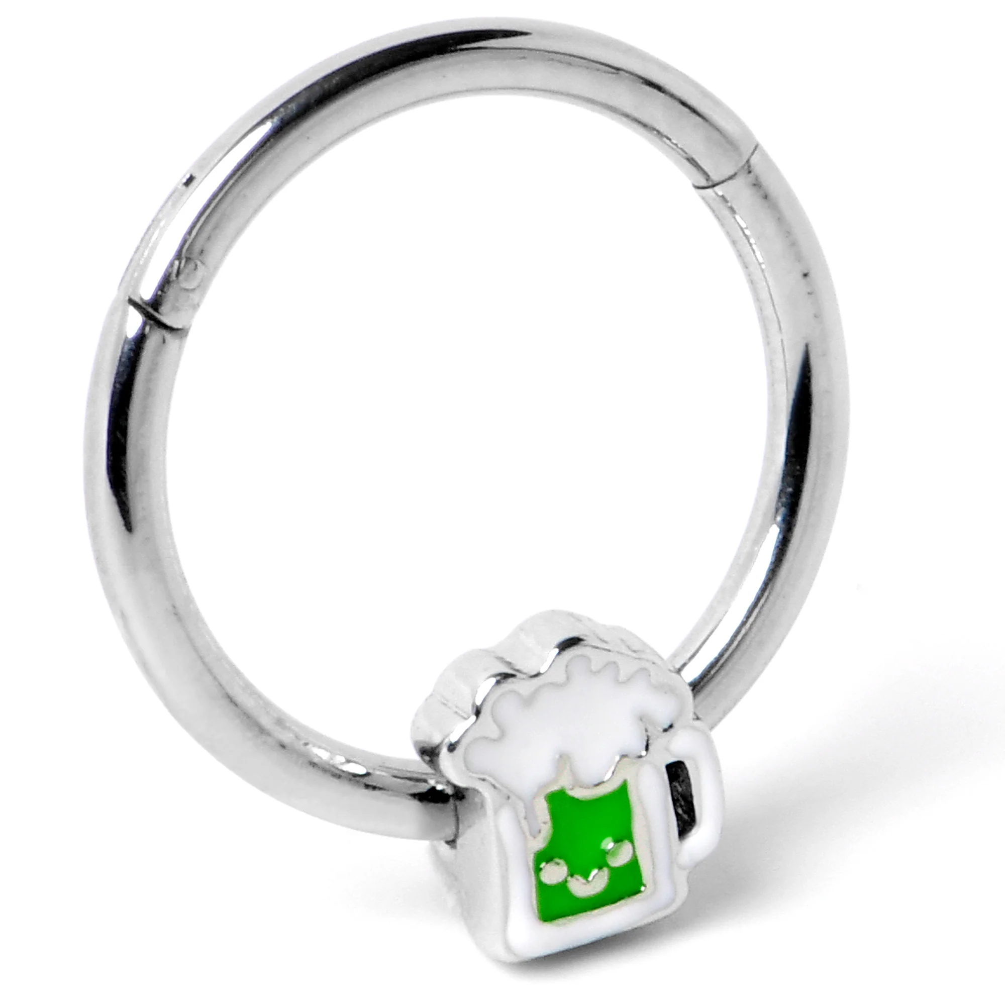 16G 3/8 Sweet Happy Green Beer St Patricks Hinged Segment Ring - Image 5