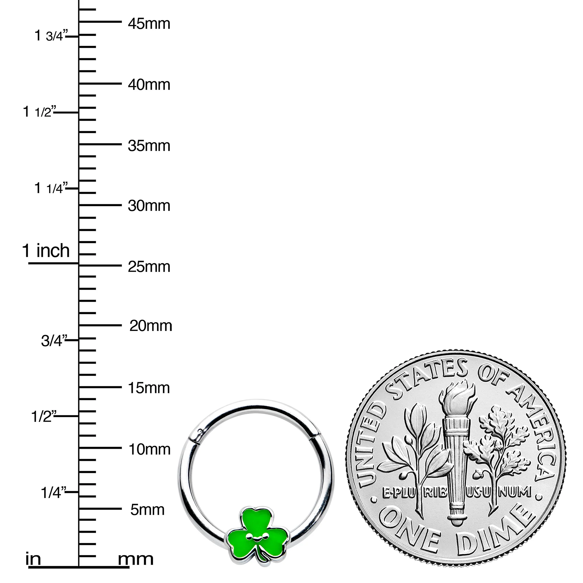 16G 3/8 Sweet Happy Shamrock St Patricks Hinged Segment Ring - Image 3