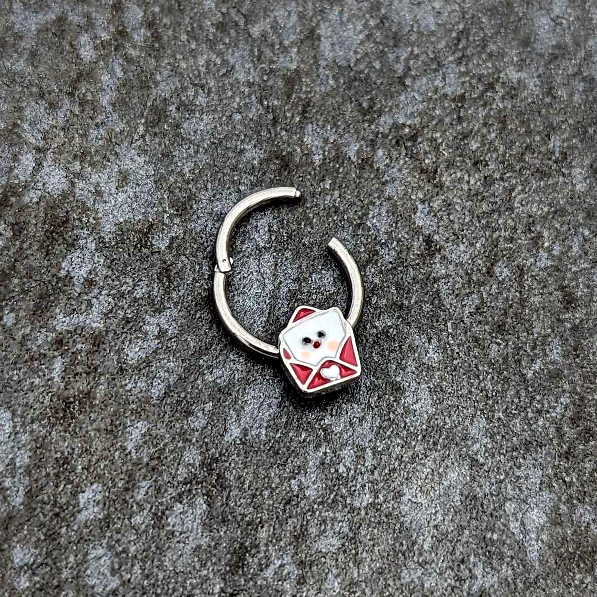 16G 3/8 Sweet Love Letter Valentine Hinged Segment Ring - Image 5