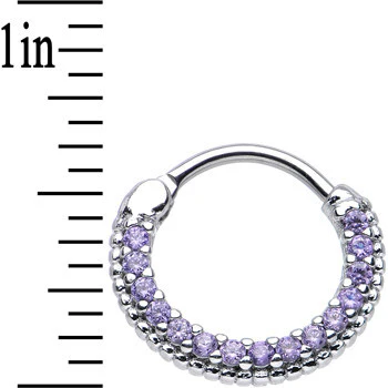16G 3/8 Tanzanite CZ Ring of Brilliance Septum Clicker - Image 2
