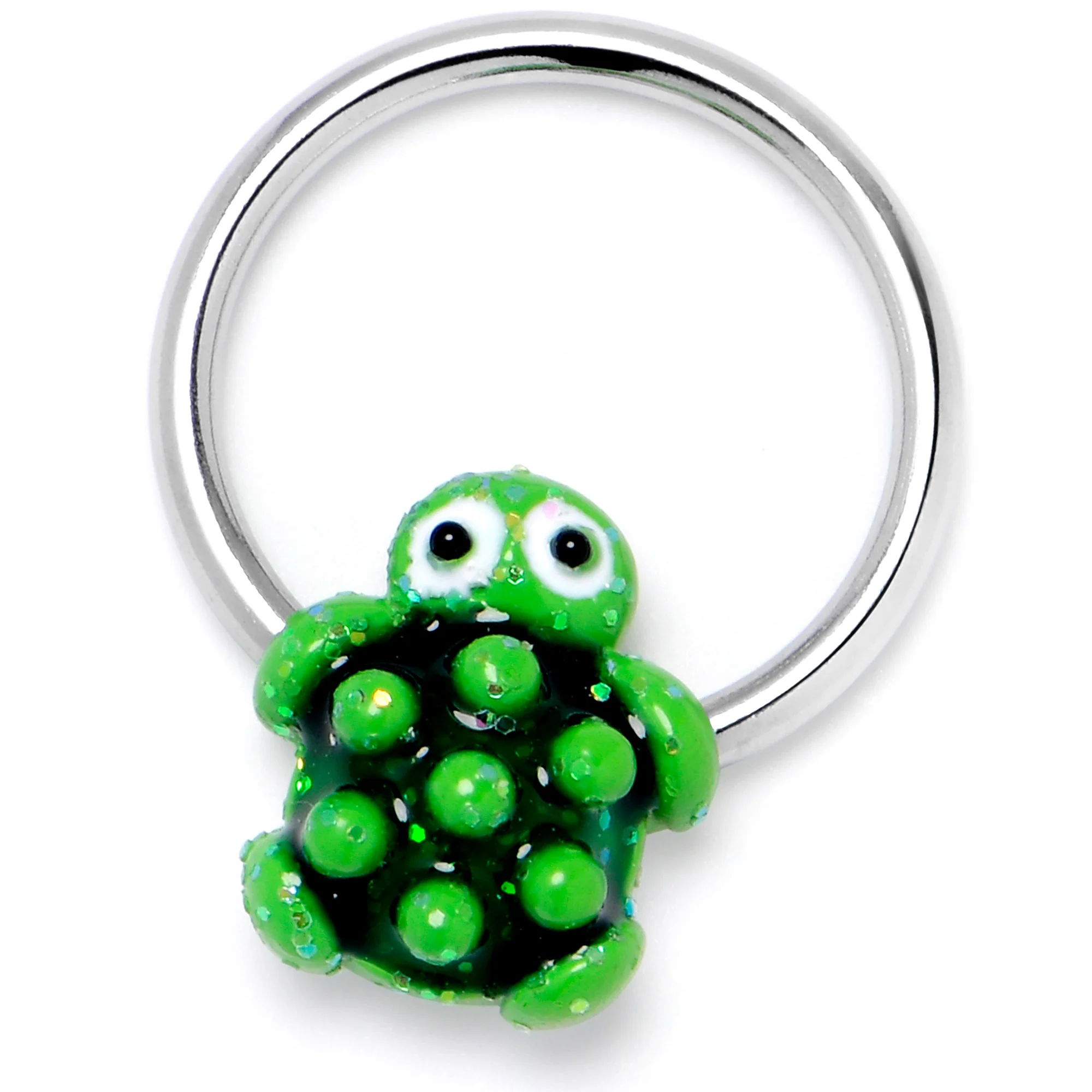 16G 3/8 Texture Turtle BCR Captive Ring - Image 3