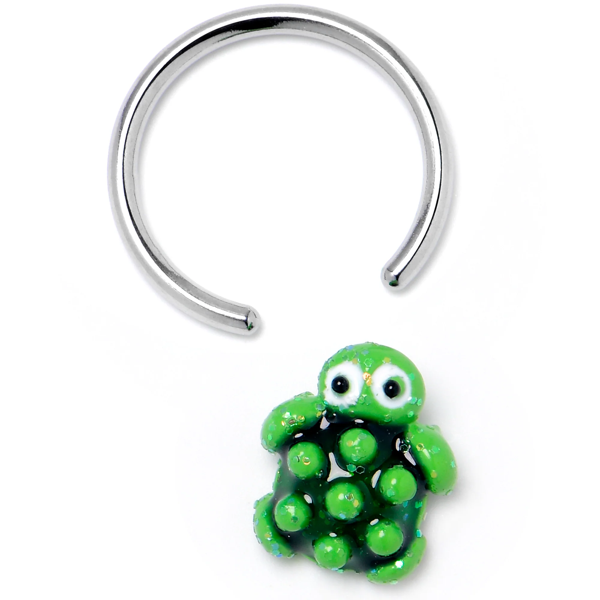 16G 3/8 Texture Turtle BCR Captive Ring - Image 4