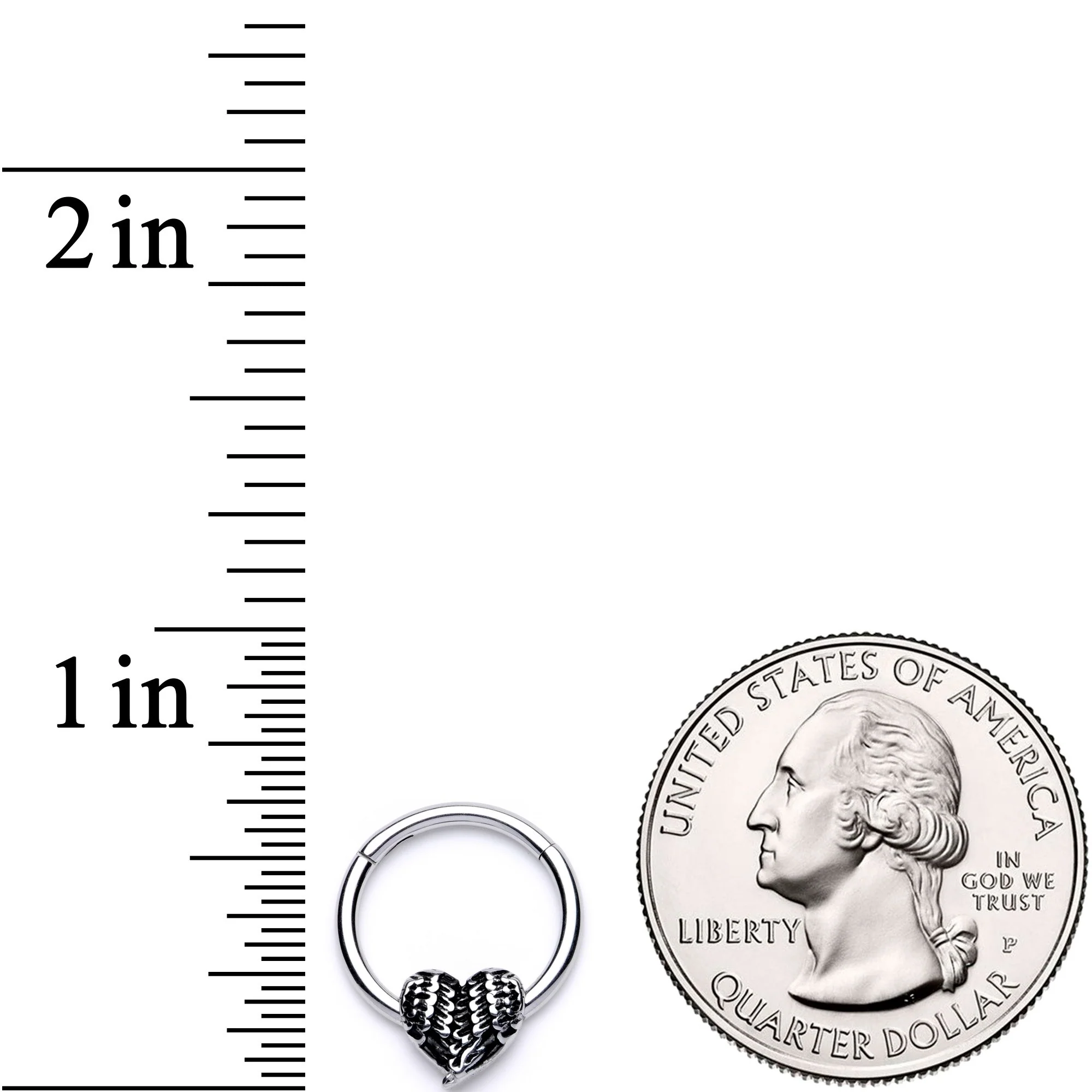16G 3/8 Textured Geometric Heart Hinged Segment Ring - Image 3