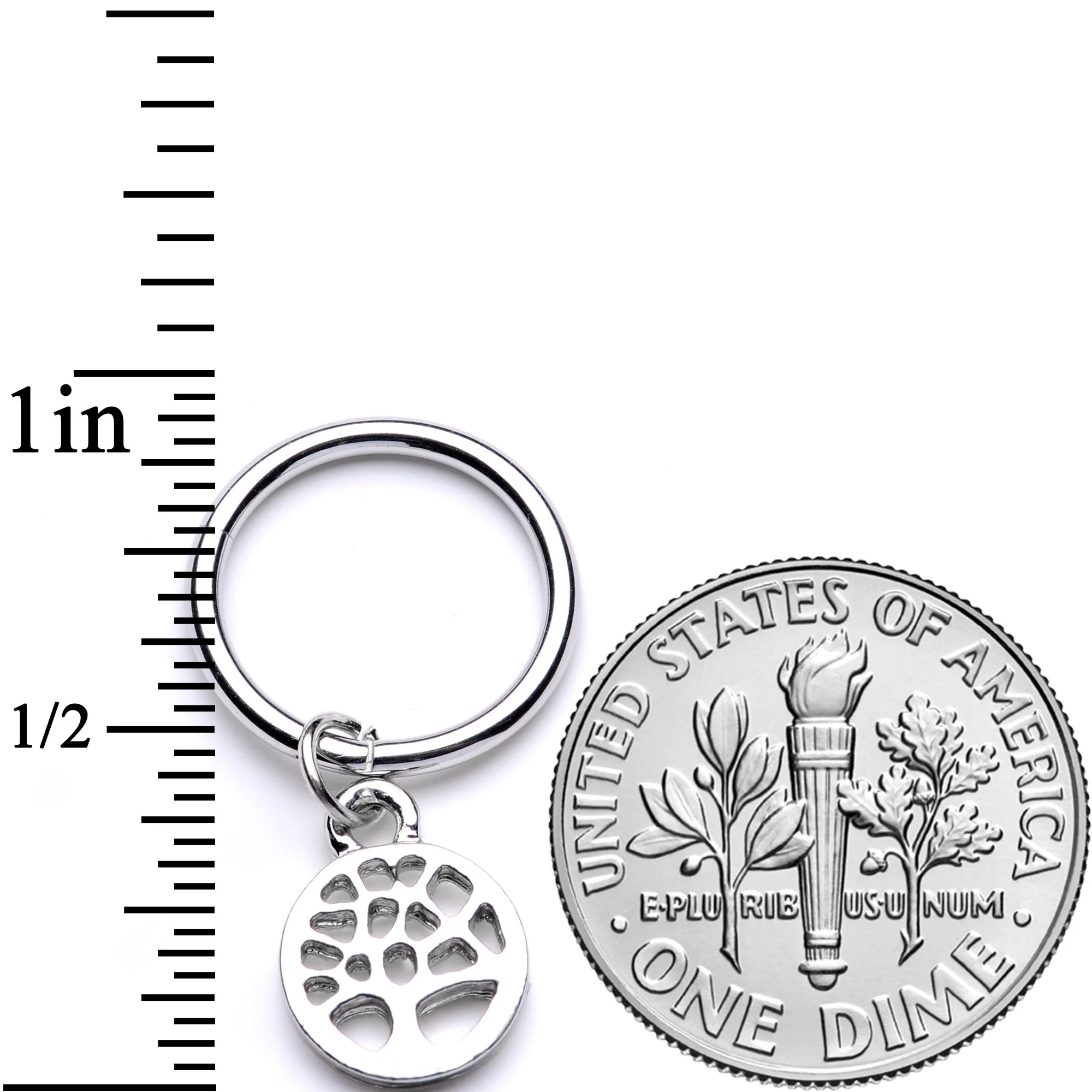 16G 3/8 Tree of Life Dangle Hinged Segment Ring - Image 3
