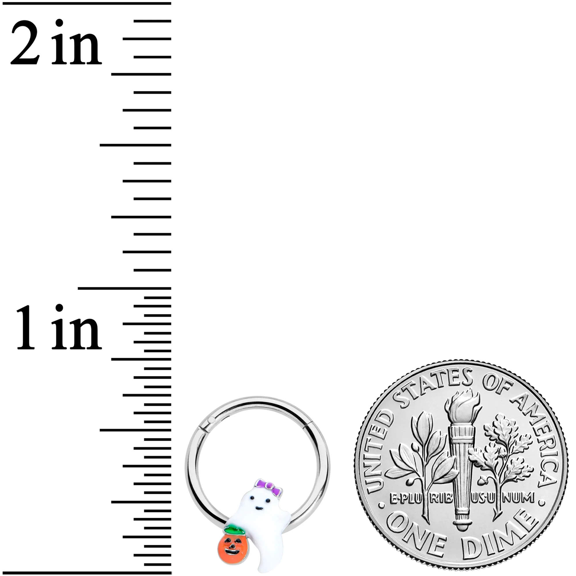 16G 3/8 Trick or Treat Bow Ghost Halloween Hinged Segment Ring - Image 3