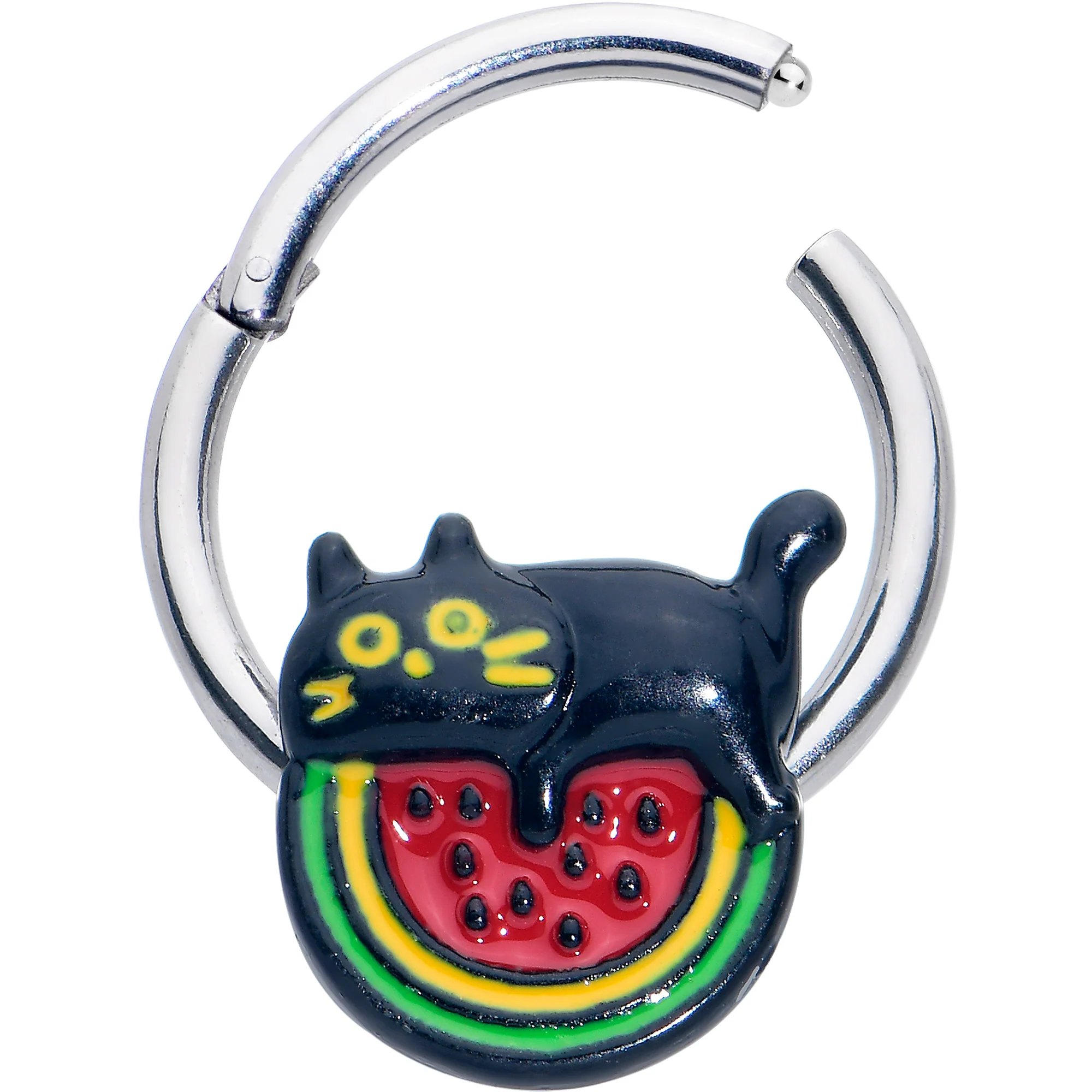 16G 3/8 Watermelon Cat Love Hinged Segment Ring - Image 2