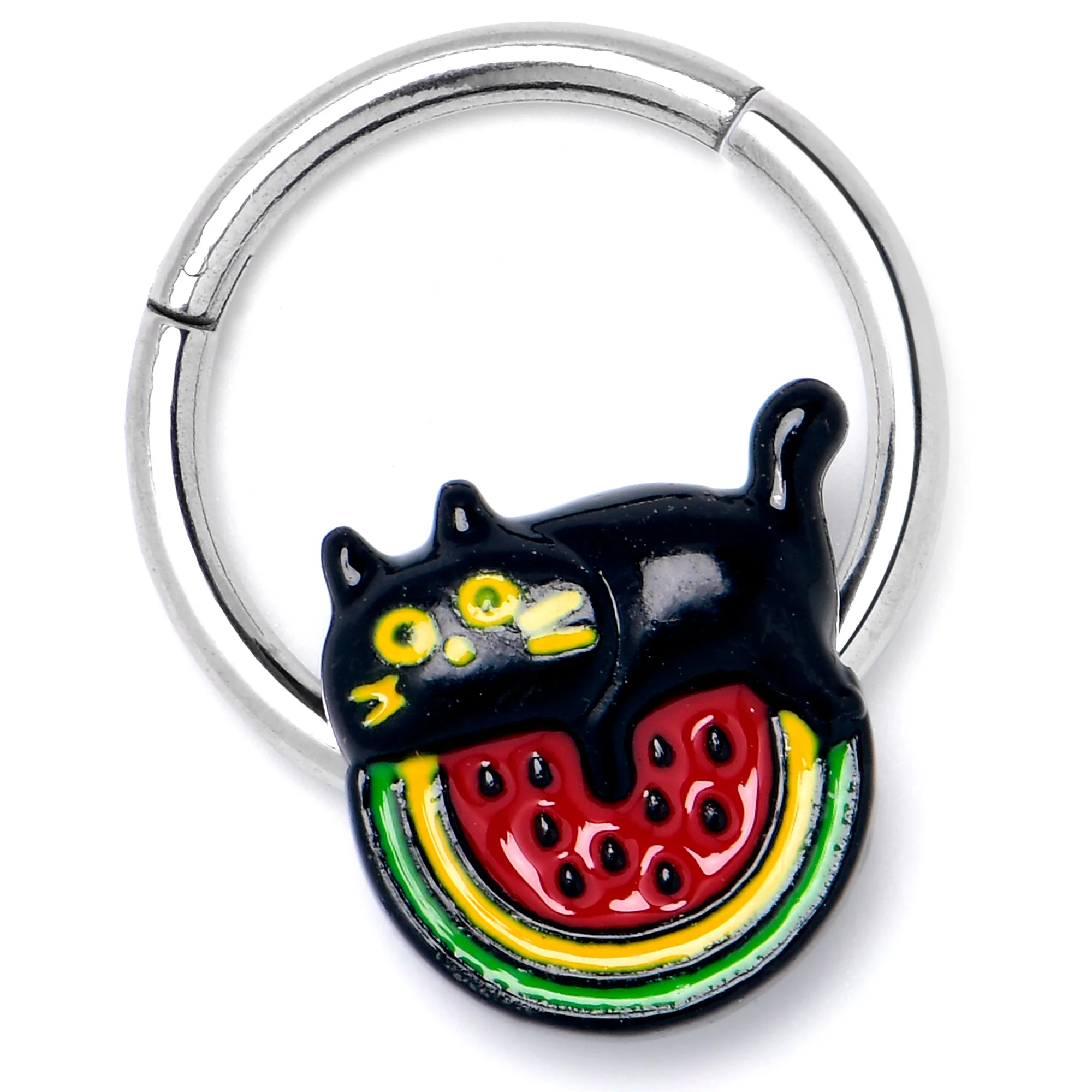 16G 3/8 Watermelon Cat Love Hinged Segment Ring - Image 4