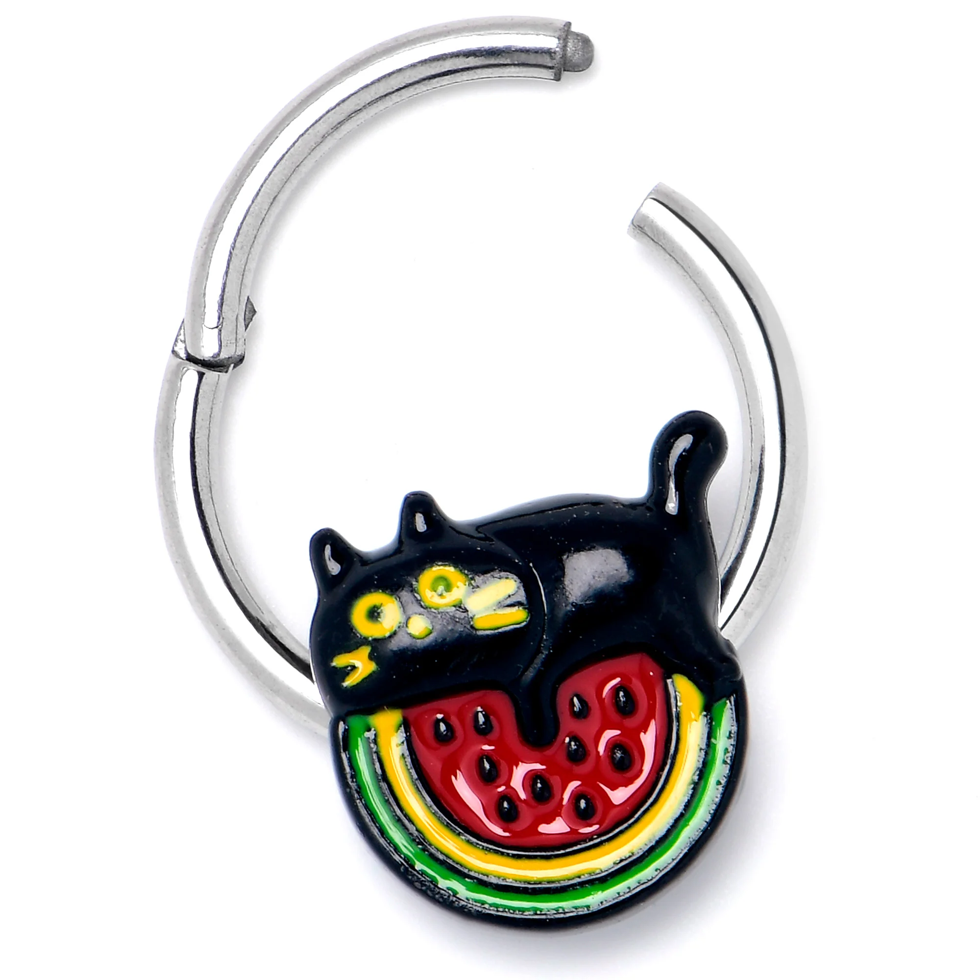16G 3/8 Watermelon Cat Love Hinged Segment Ring - Image 5