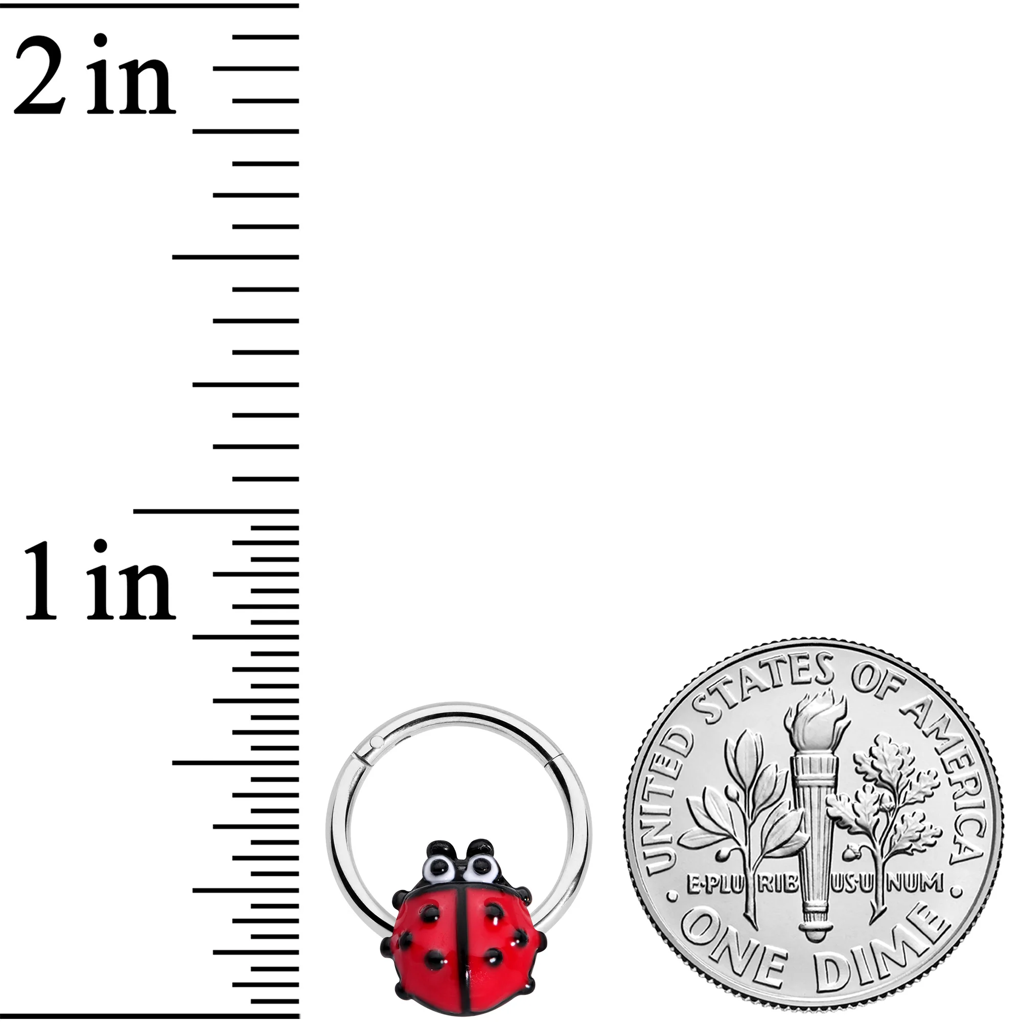 16G 3/8 Whimsical Ladybug Hinged Segment Ring - Image 3