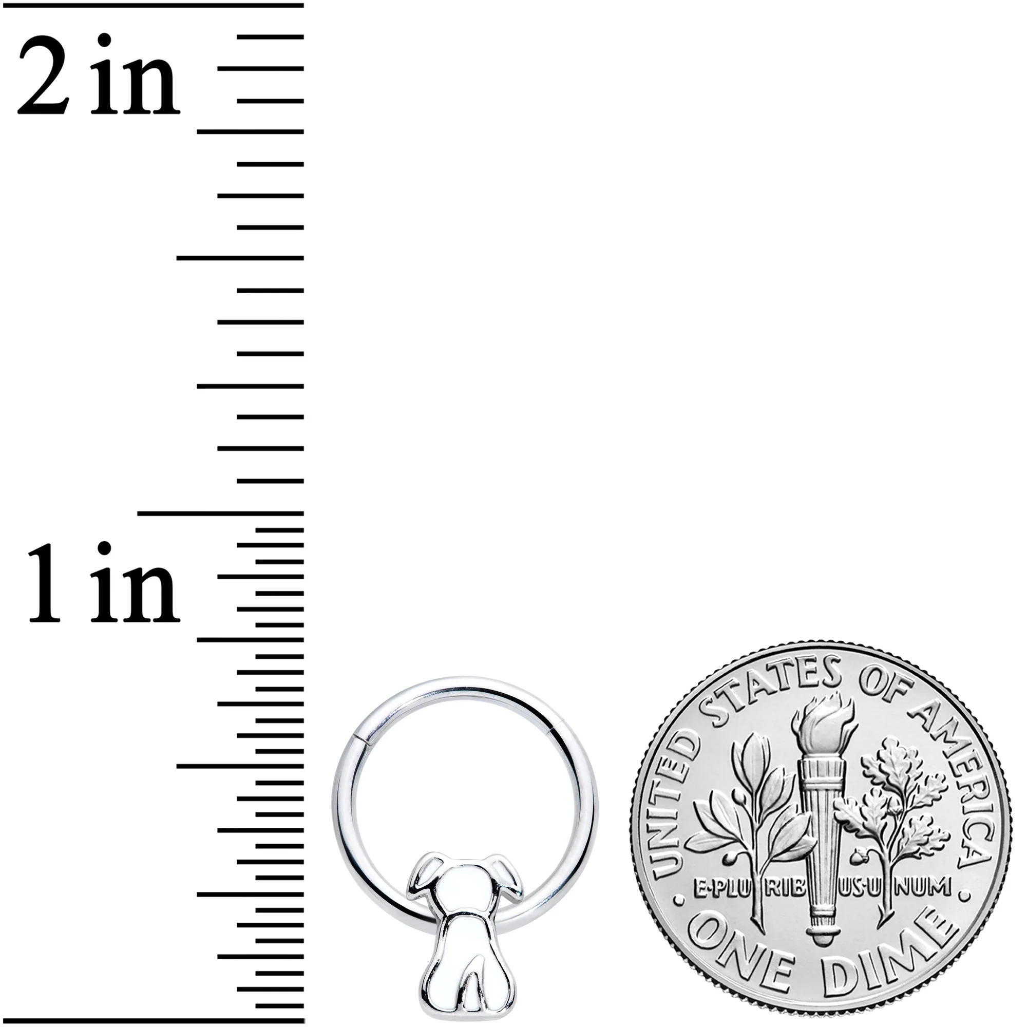 16G 3/8 White Sitting Dog Hinged Segment Ring - Image 3