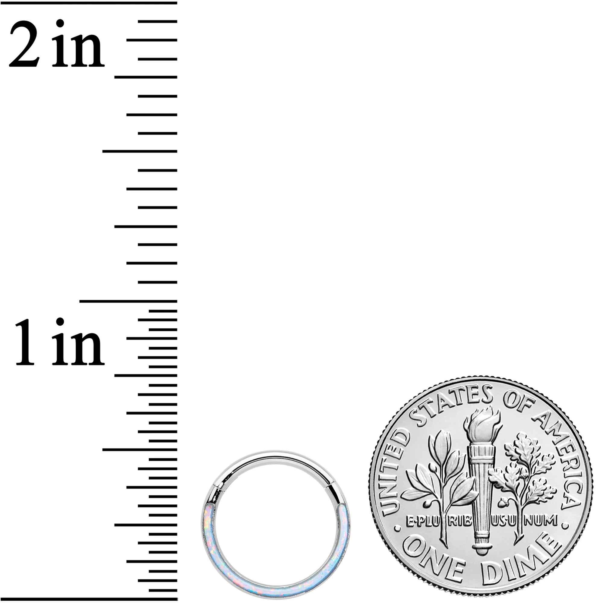 16G 3/8 White Synthetic Opal Bottom Curve Hinged Segment Ring - Image 3
