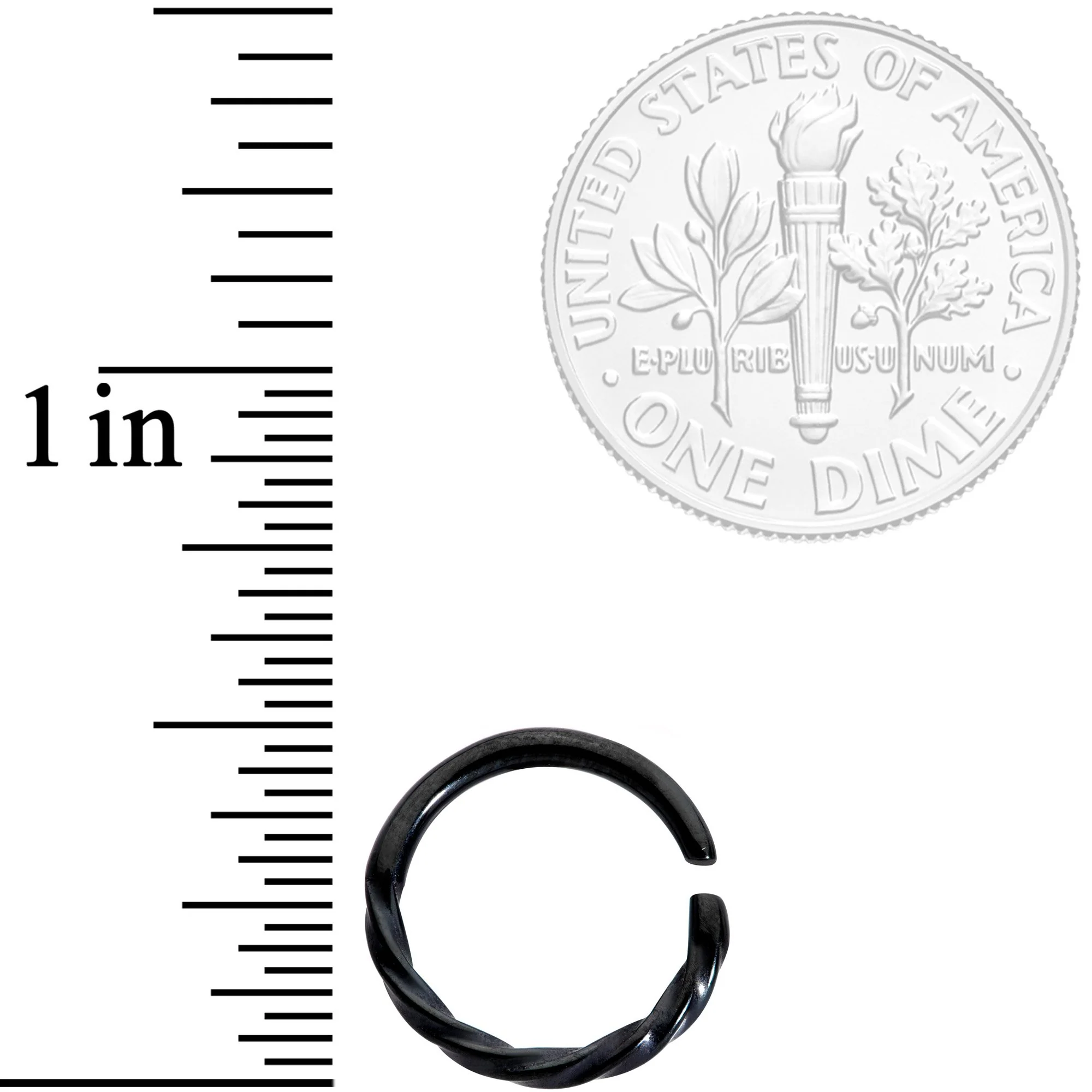16G 3/8 Black Simply Twisted Closure Ring - Image 2