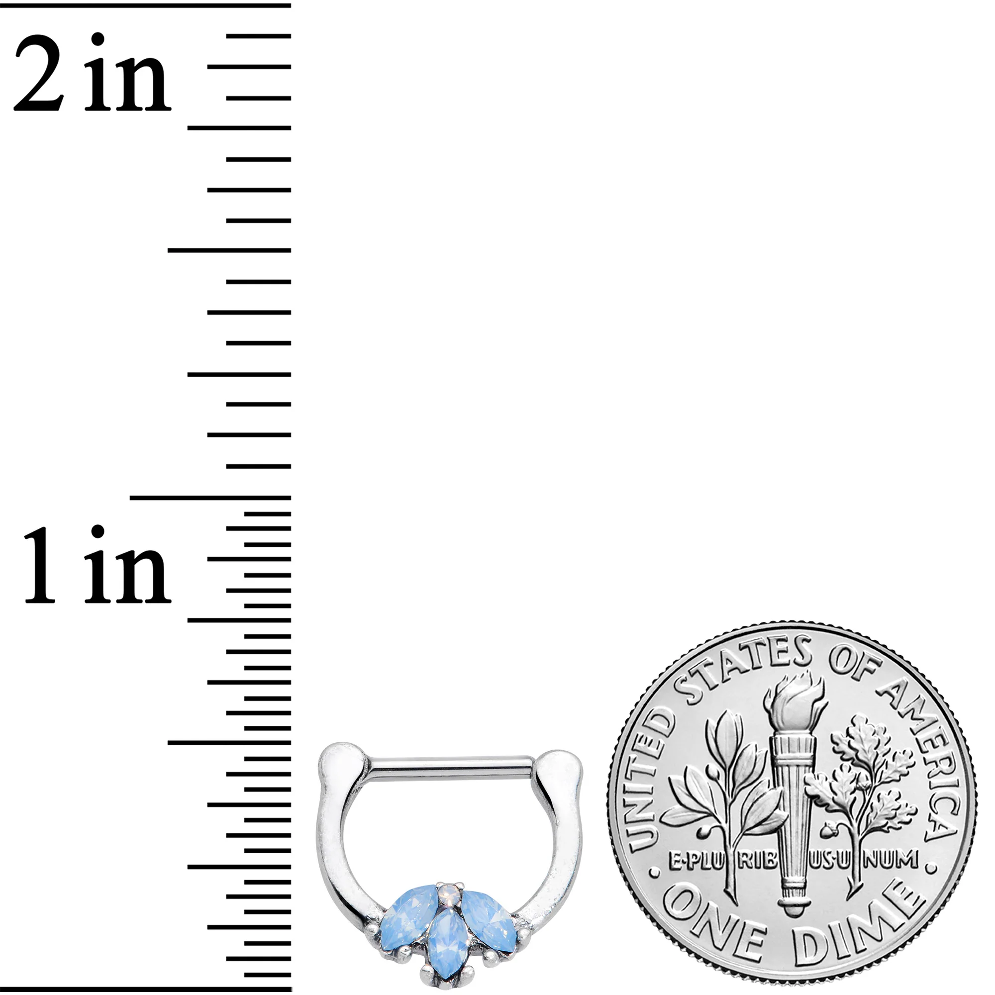 16G 3/8 Blue Faux Opal Triad Cartilage Clicker - Image 3