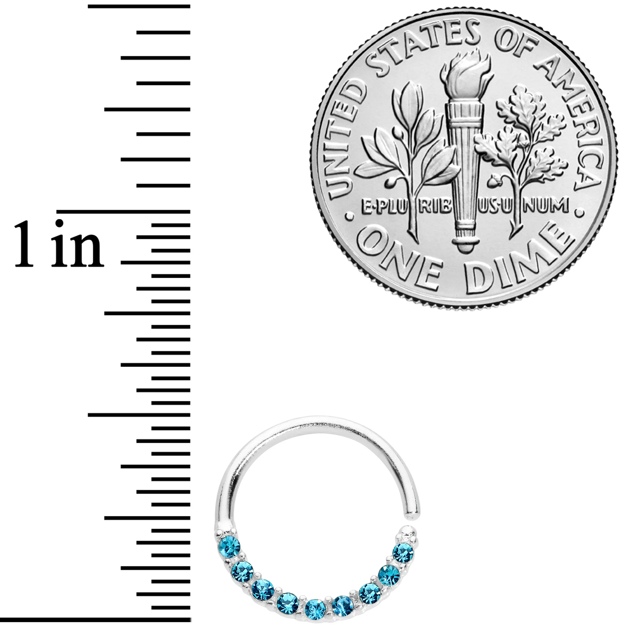 16G 3/8 Blue Gem Simple Elegance Seamless Circular Ring - Image 2