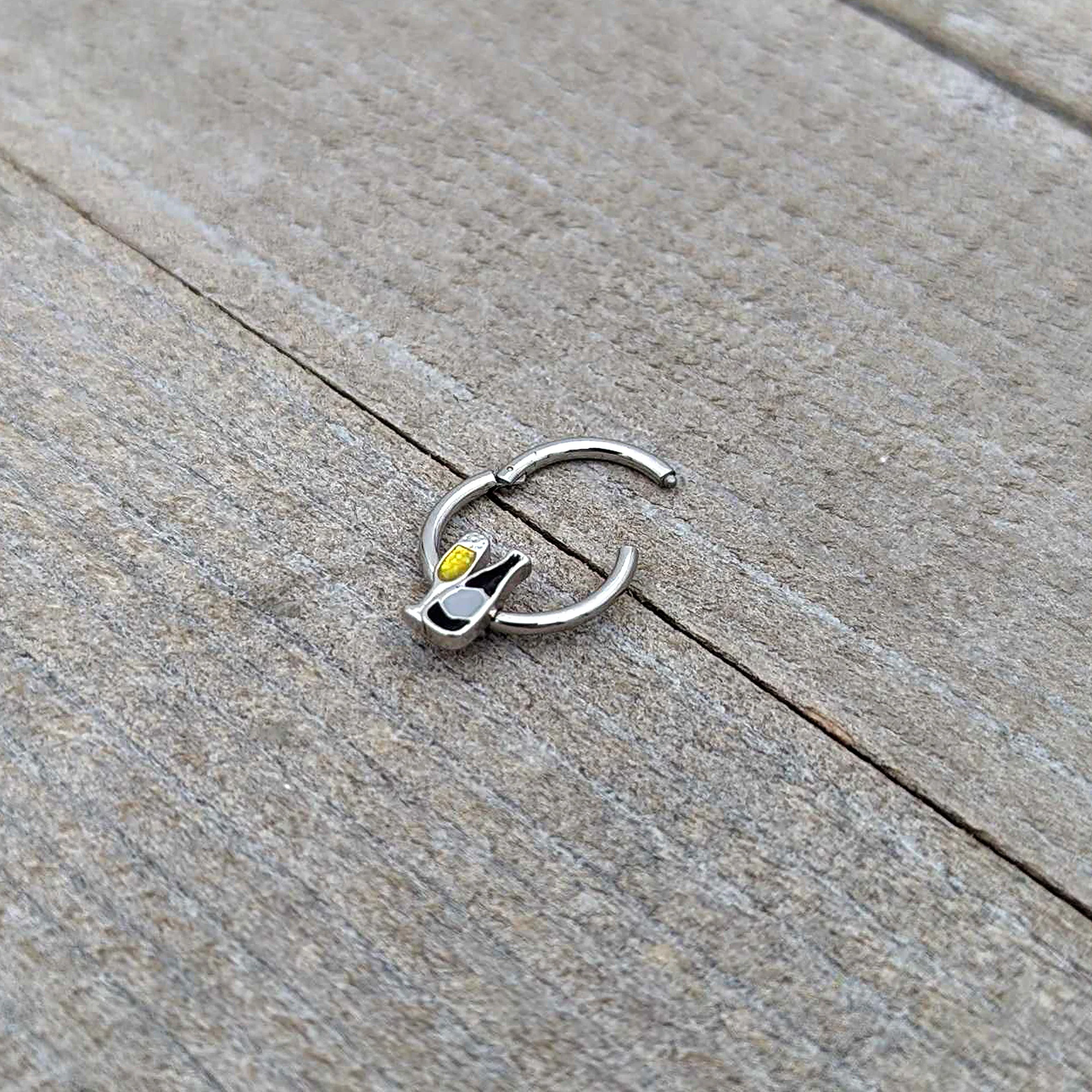 16G 3/8 Champagne Bottle Flute Yellow Hinged Segment Ring - Image 7