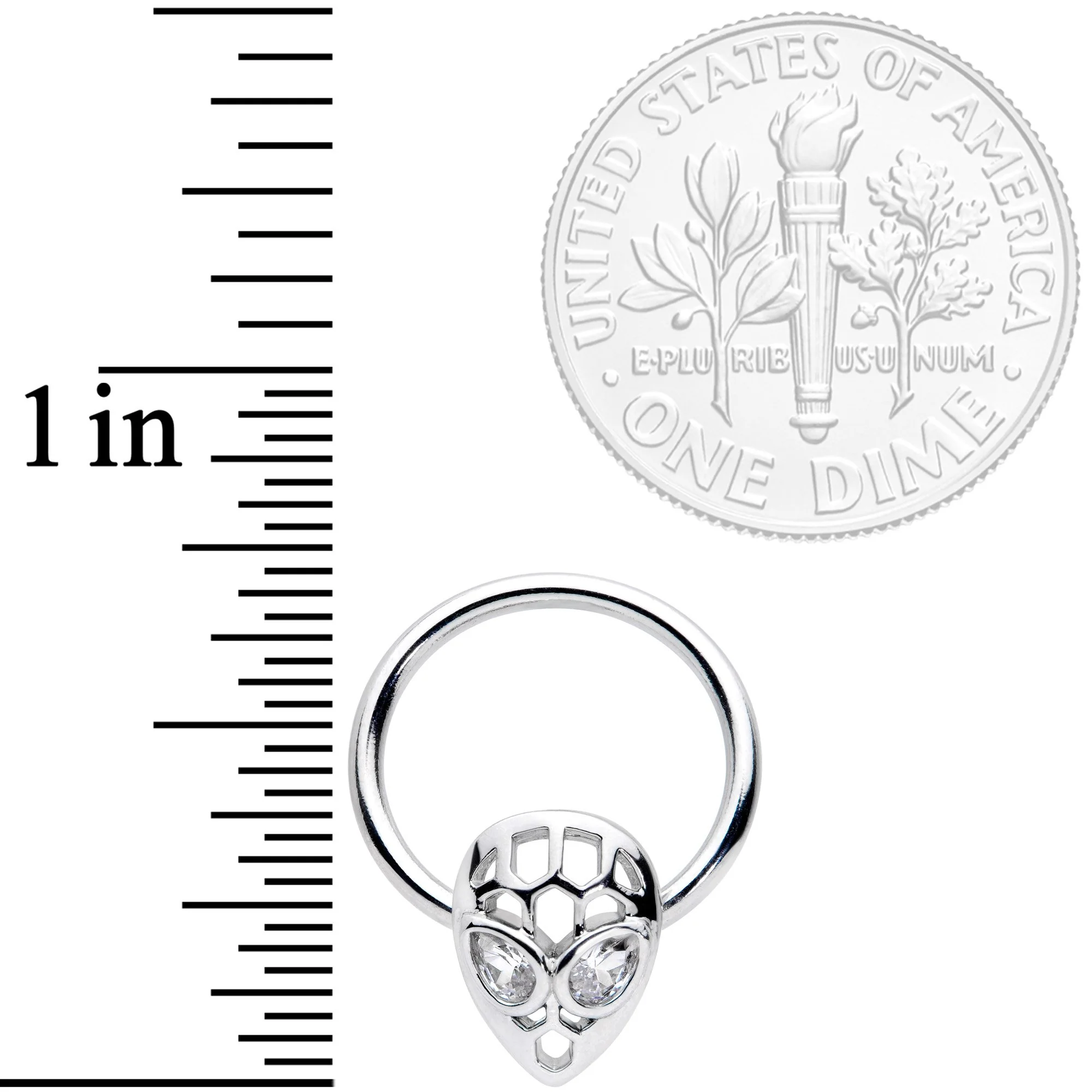 16G 3/8 Clear CZ Gem Openwork Alien Hinged Segment Ring - Image 3